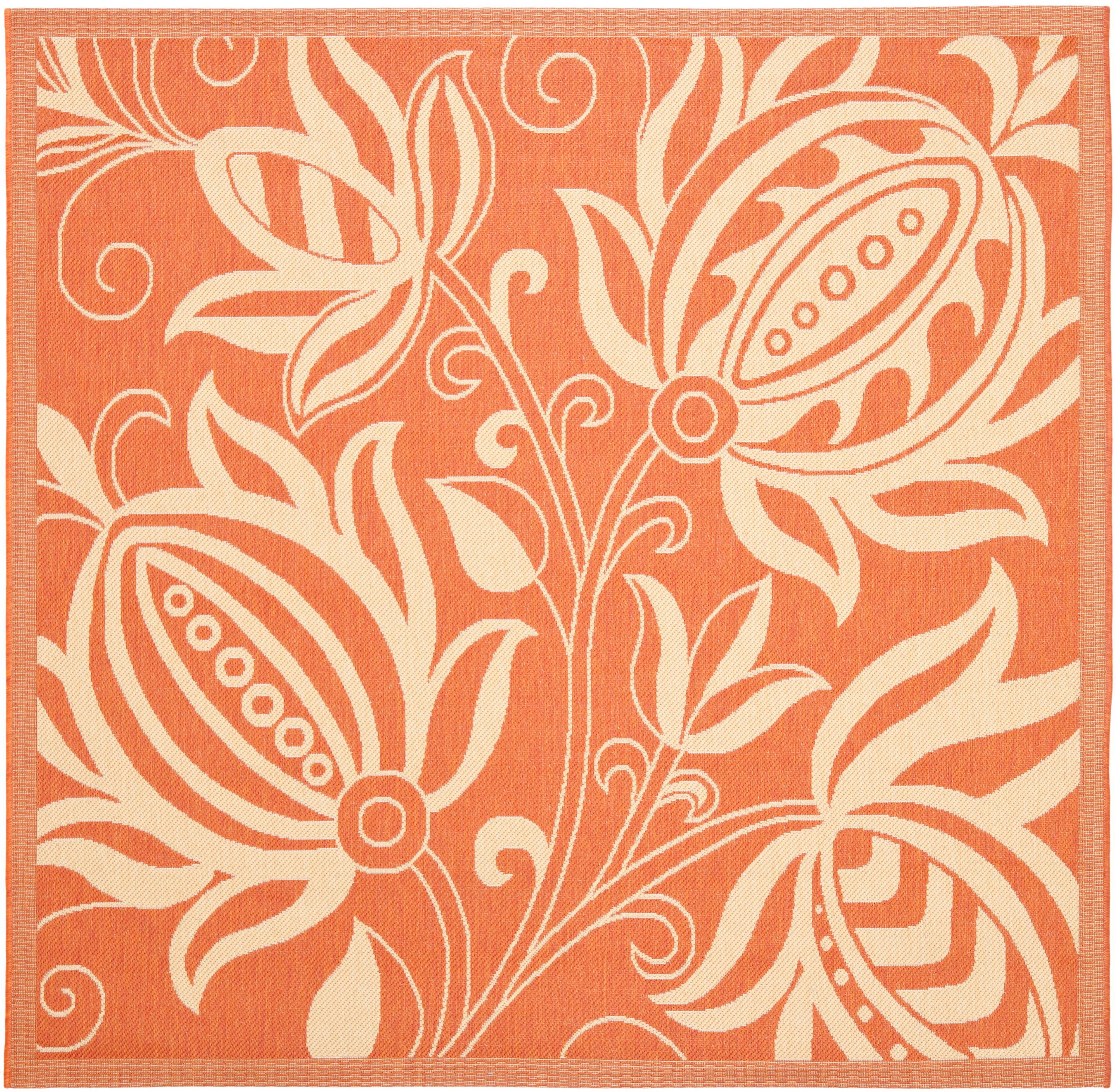 Courtyard CY2961 Power Loomed Indoor and Outdoor Area Rug - Terracotta/Natural - 6'7"x6'7" - Safavieh