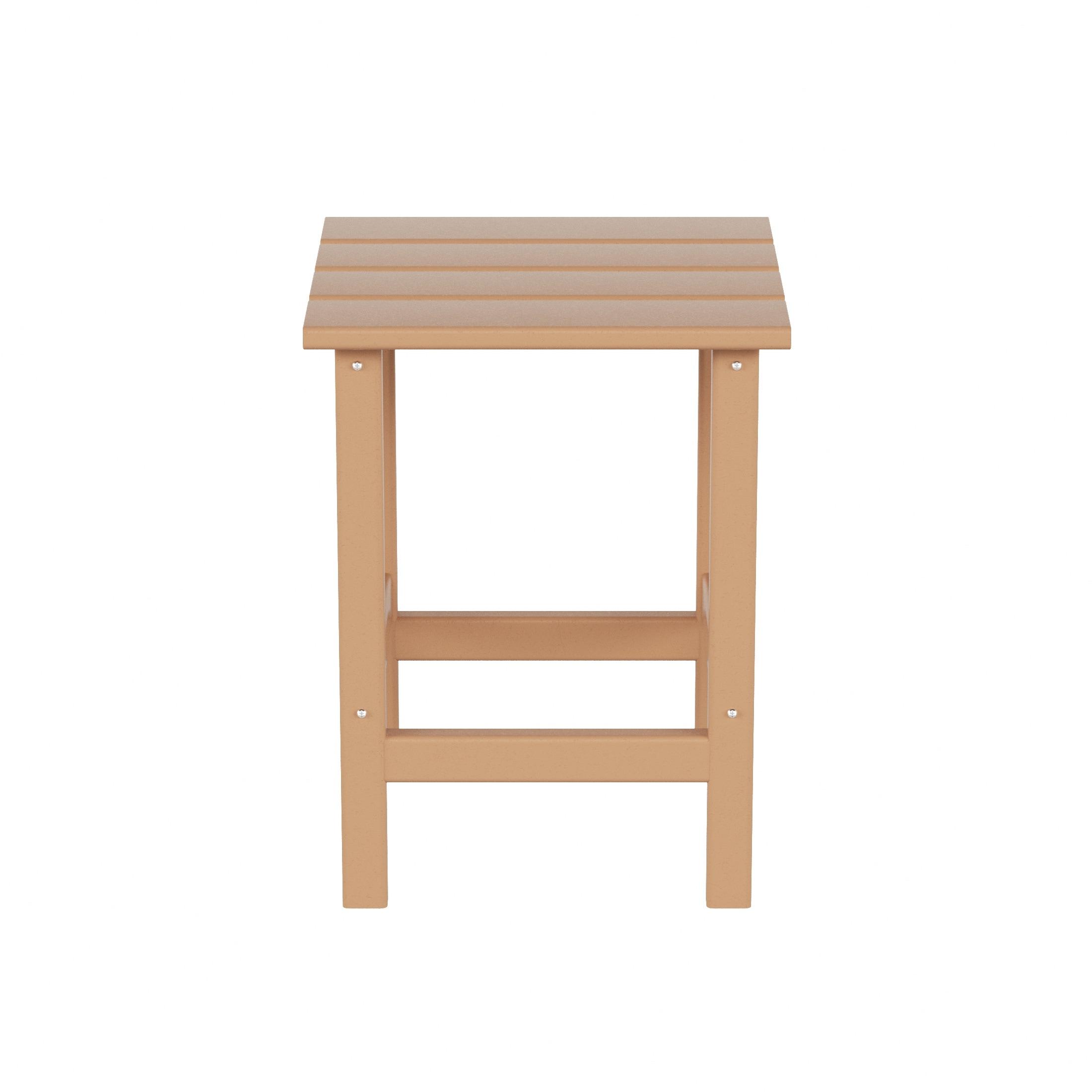 Polytrends  Laguna Hdpe All Weather Outdoor Patio Square Side Table Teak