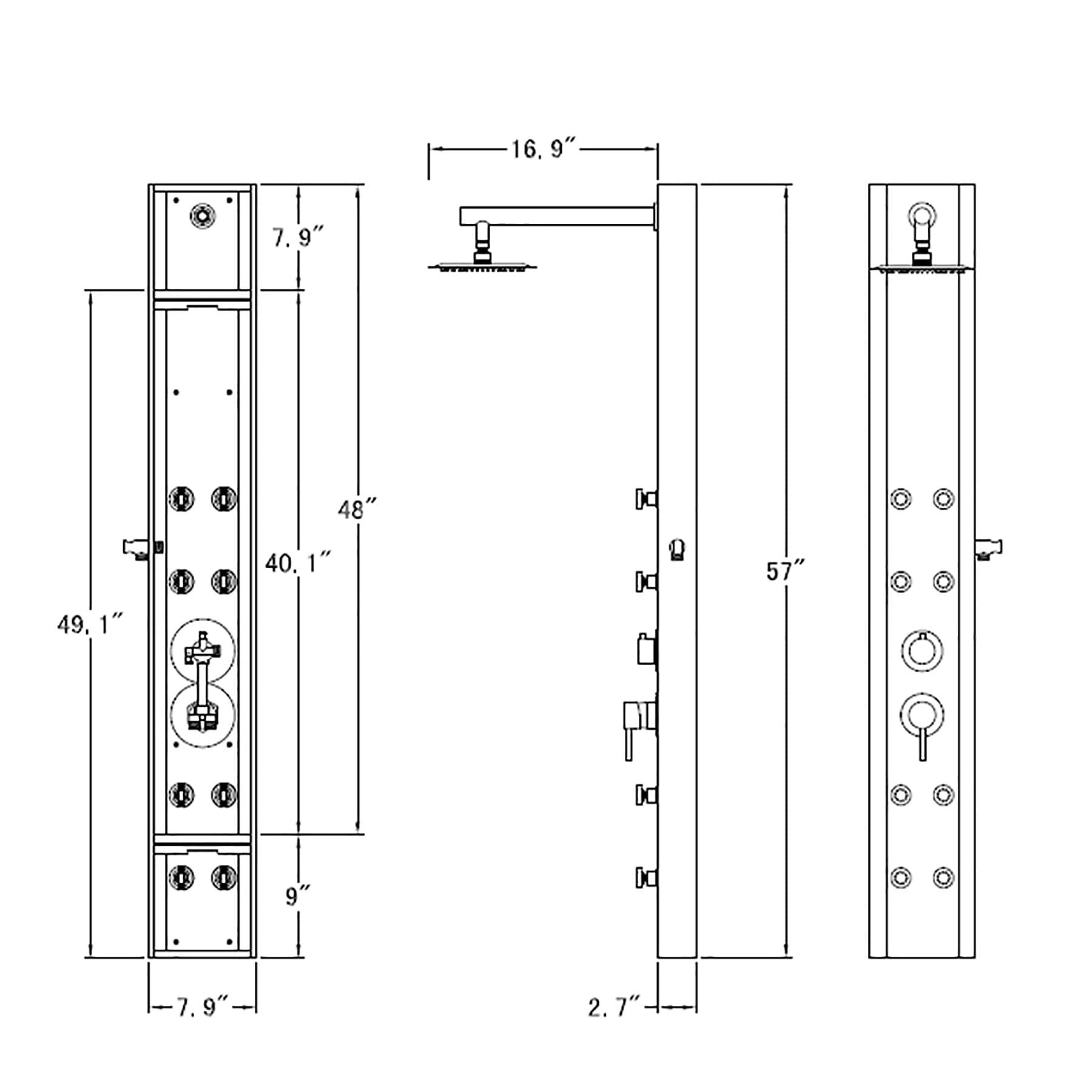 Multifunction 57" Shower Panel with Adjustable Shower Head