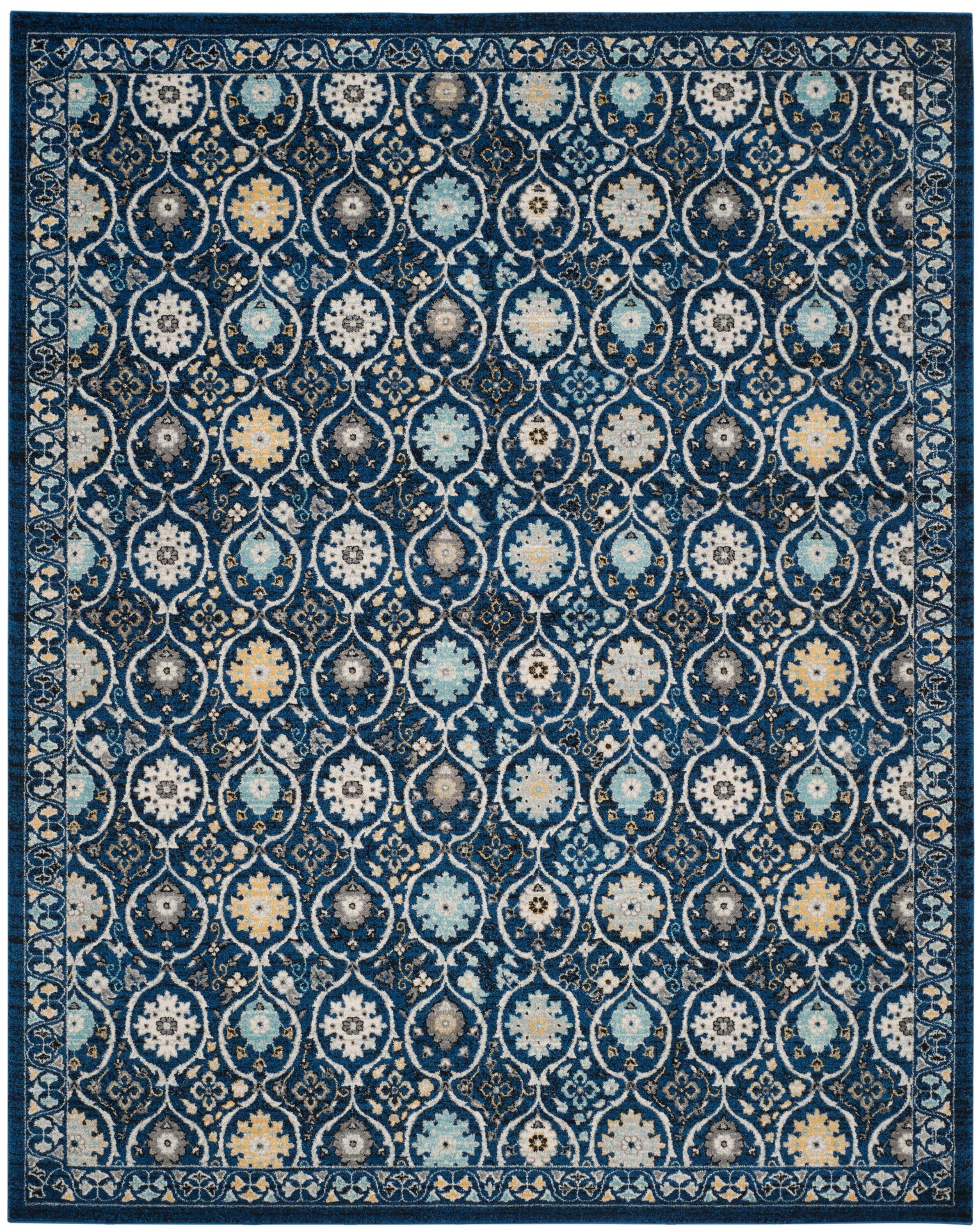 SAFAVIEH Evoke Charlotte Floral Geometric Area Rug, Royal/Ivory, 9' x 12'