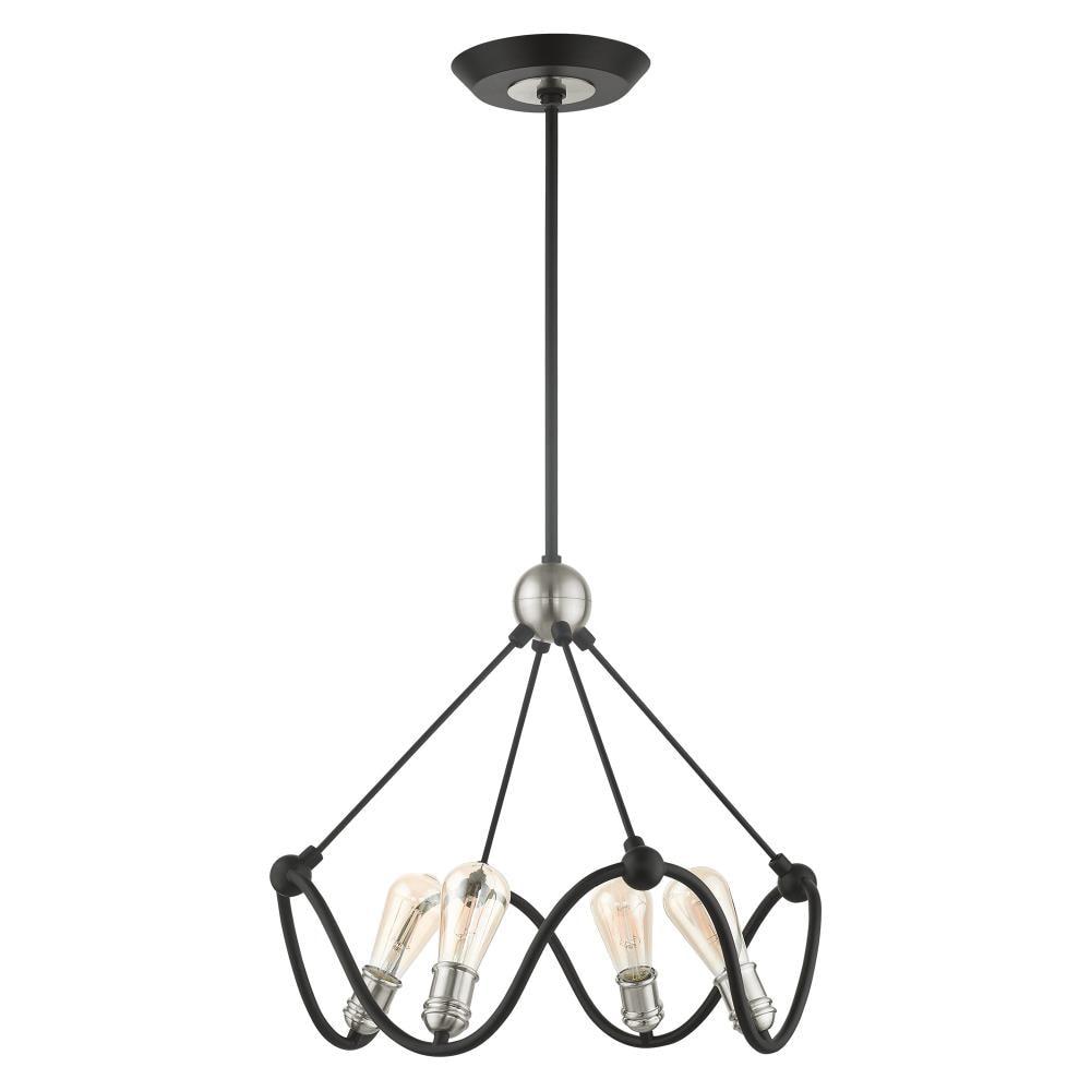 Livex Lighting Archer 4 - Light Chandelier in Textured Black/Brushed Nickel