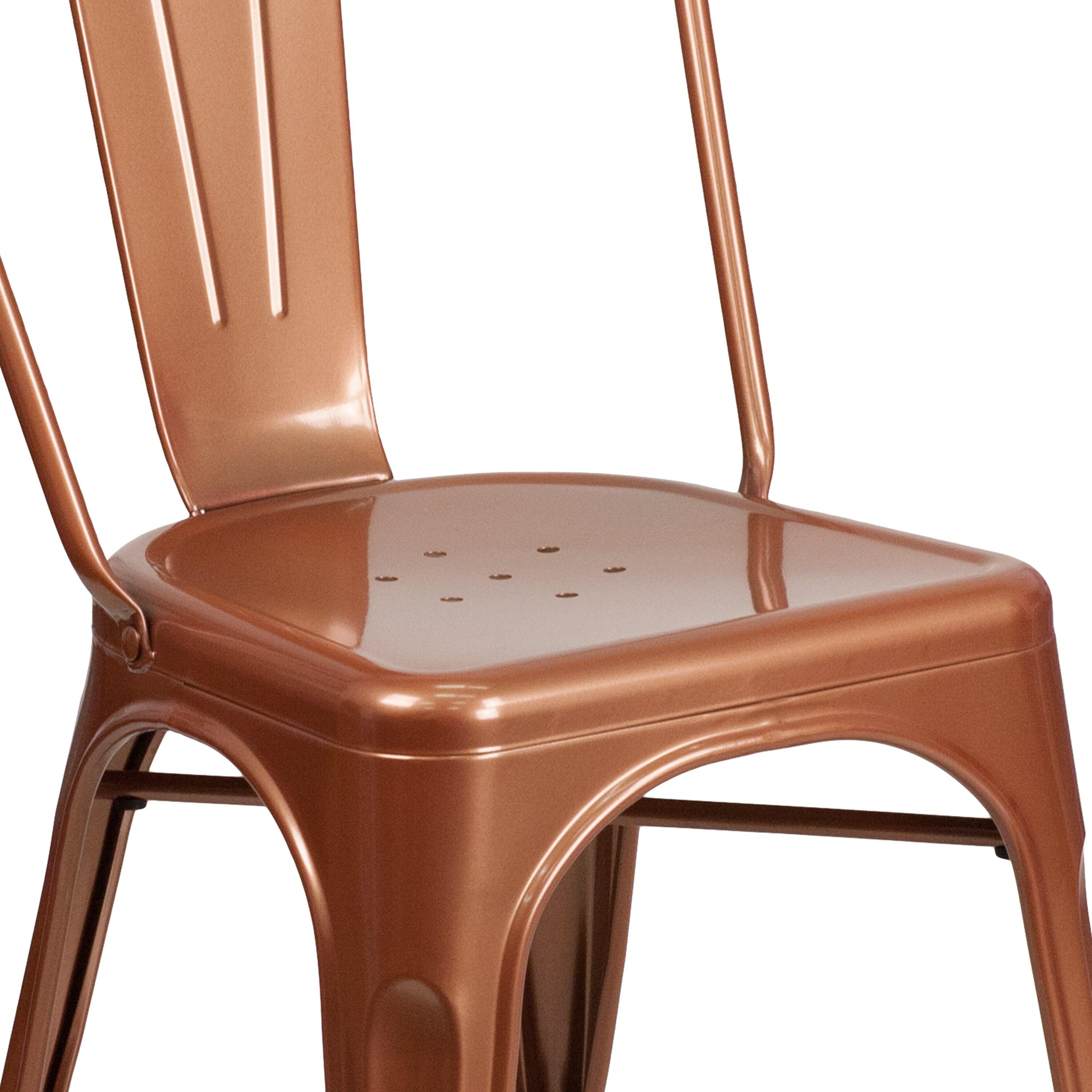 Flash Furniture Commercial Grade Copper Metal Indoor-Outdoor Stackable Chair