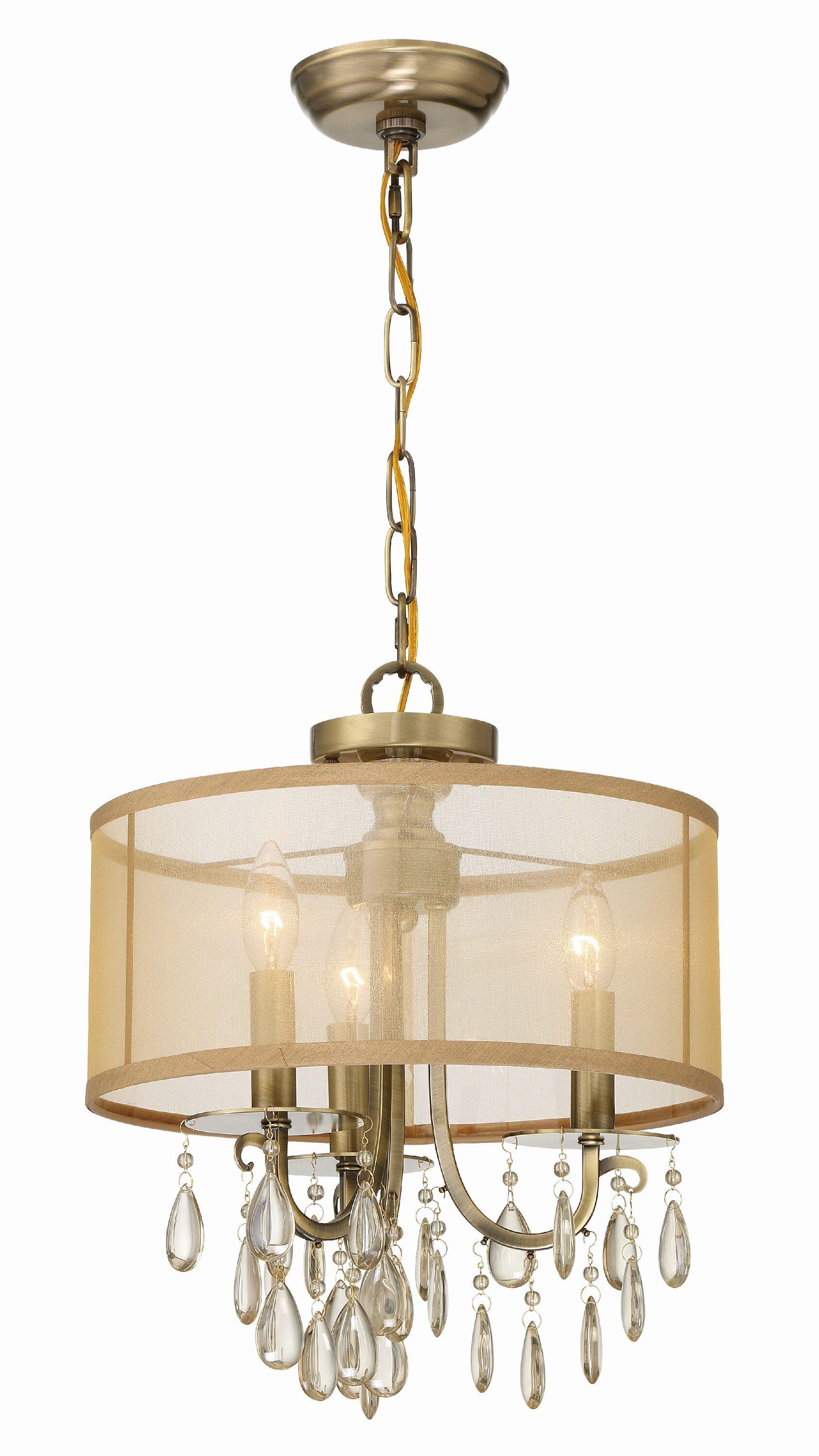 Crystorama Lighting Hampton 3 - Light Chandelier in  Antique Brass