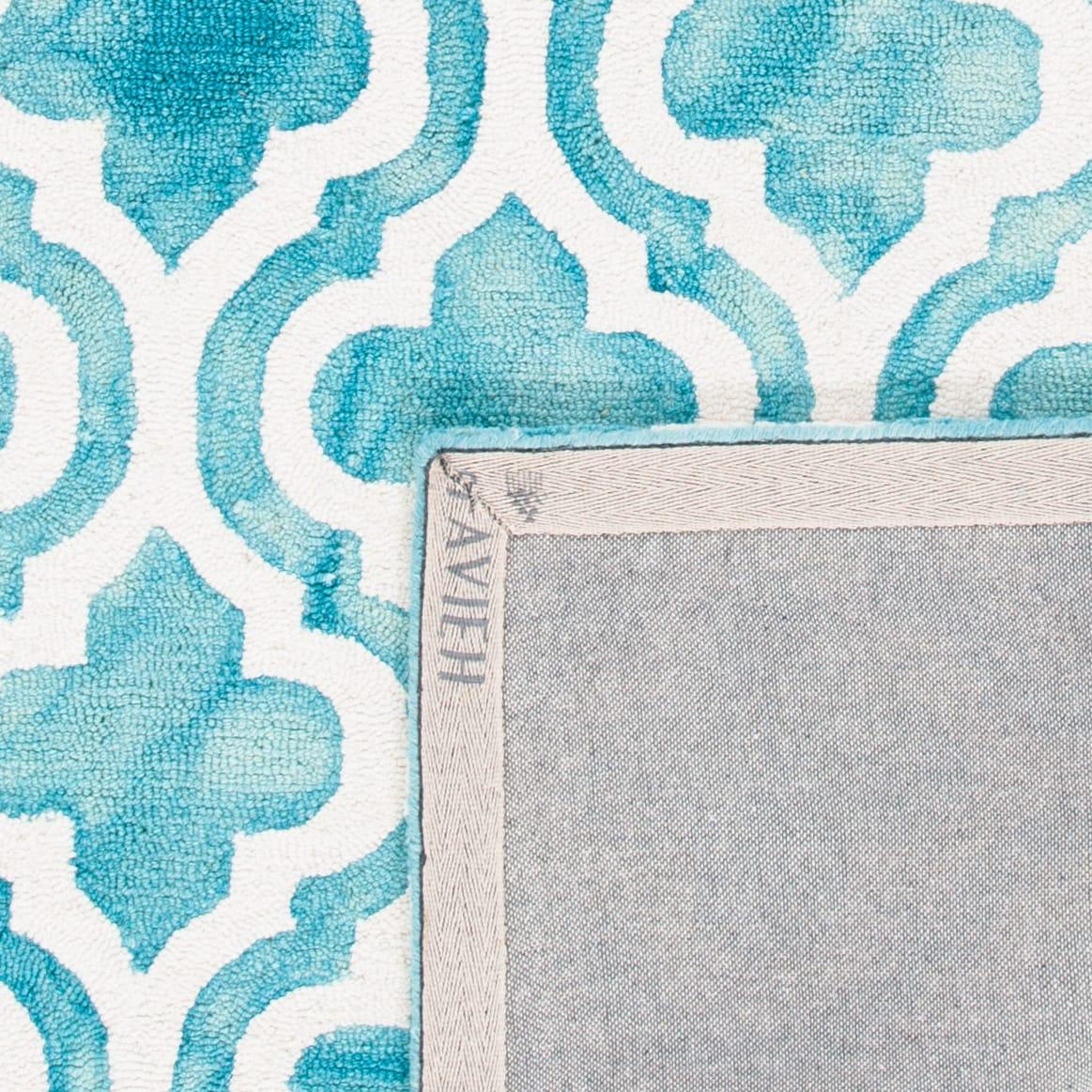 Dip Dye DDY537 Hand Tufted Indoor Area Rug - Turquoise/Ivory - 5'x5' - Safavieh