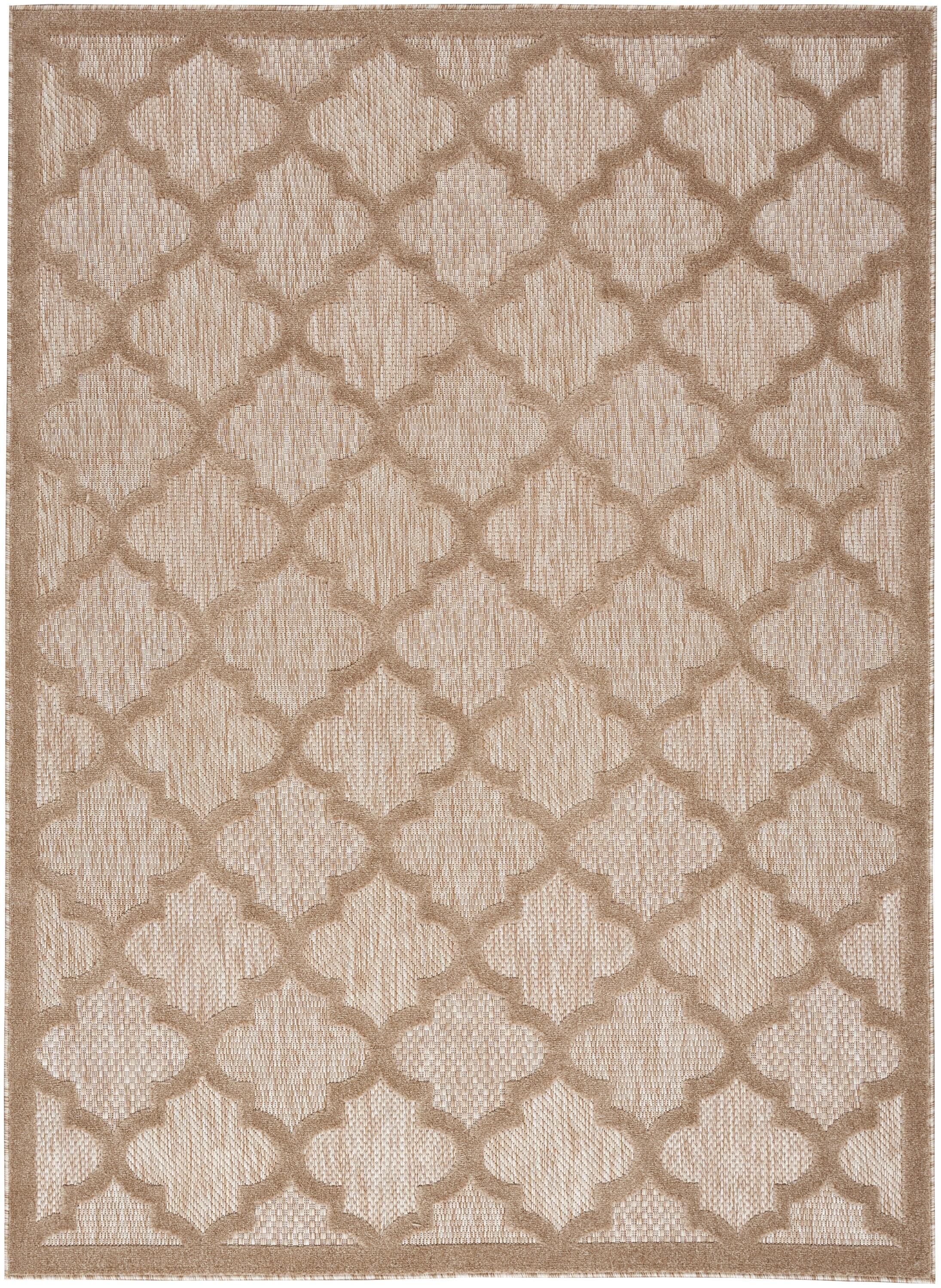 Nourison Easy Care Trellis Flatweave Indoor Outdoor Area Rug 4' x 6' Natural Beige