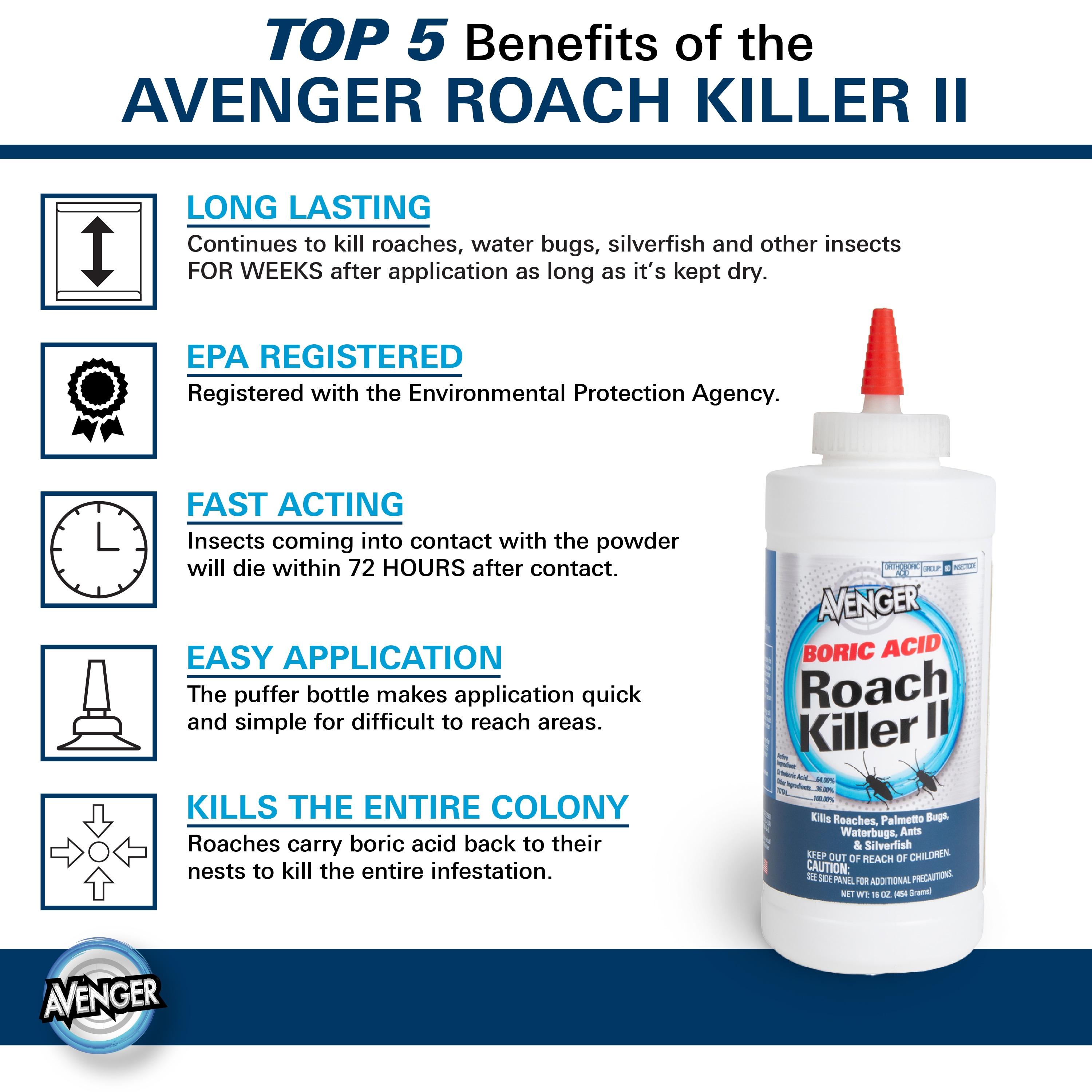 Avenger Boric Acid Roach Killer II Powder 16-fl oz. ( 2-Pack)