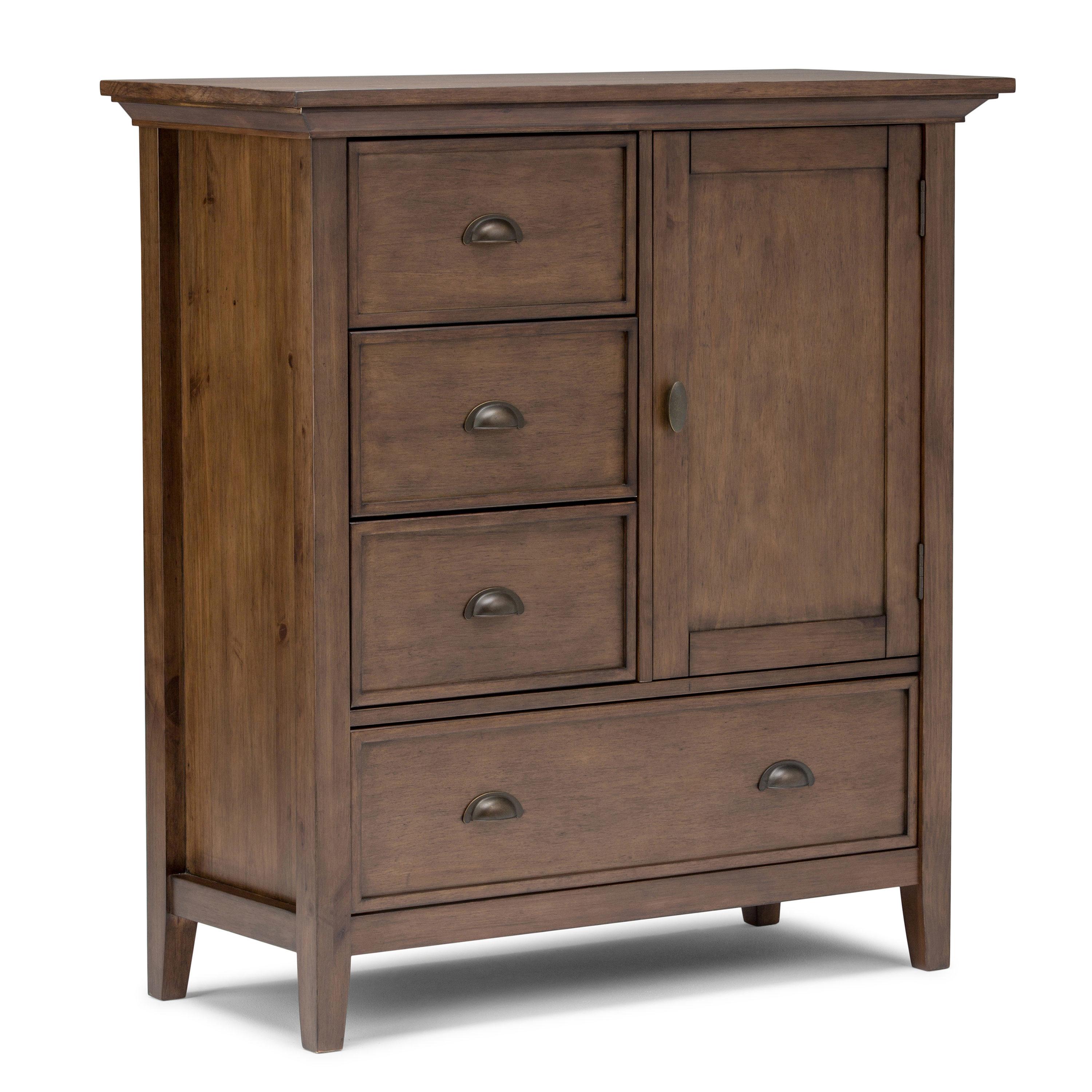 Simpli Home Redmond Wood 39" Transitional Medium Cabinet in Rustic Natural Brown