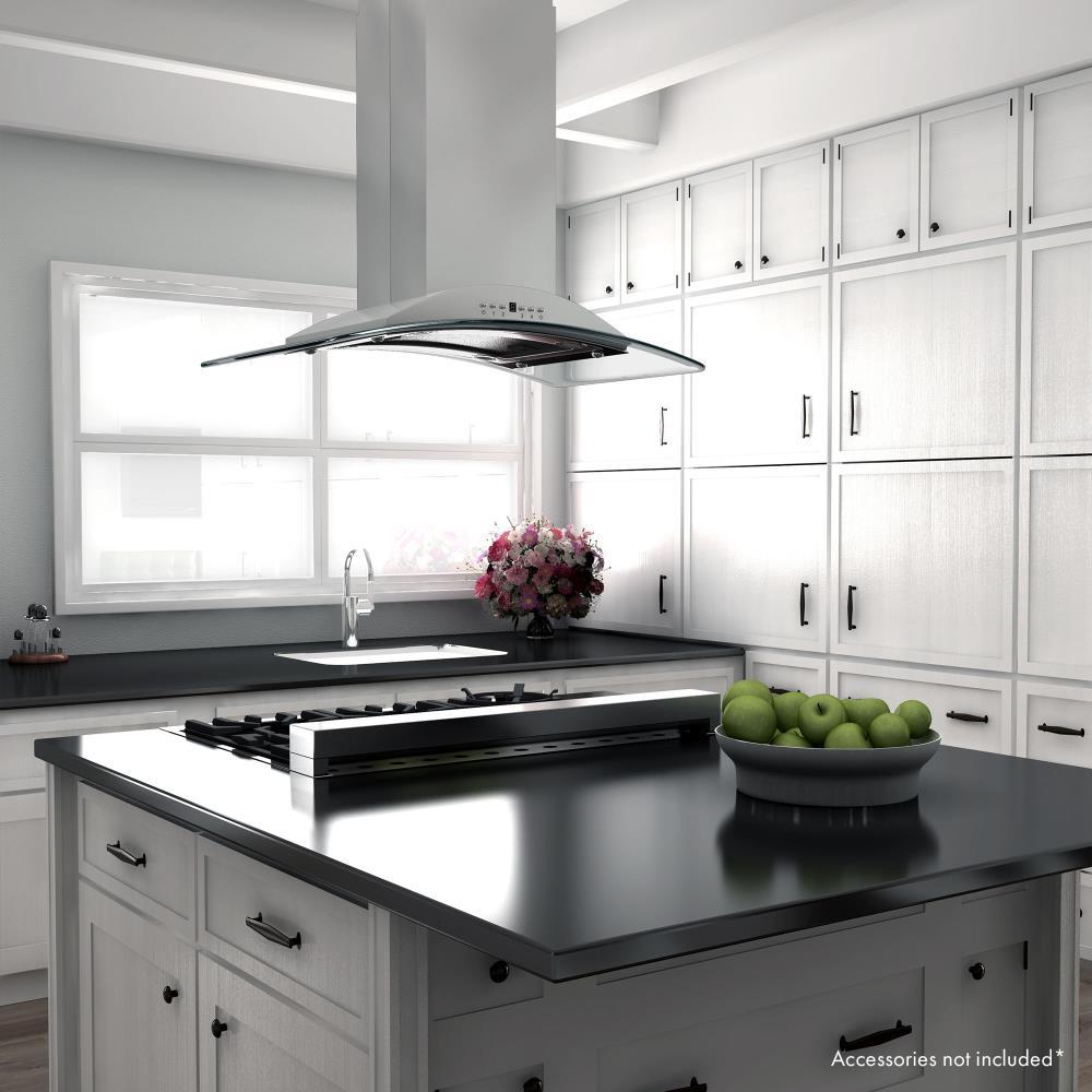 ZLINE 30 in. Convertible Vent Isl& Mount Range Hood in Stainless Steel & Glass (GL9i-30)