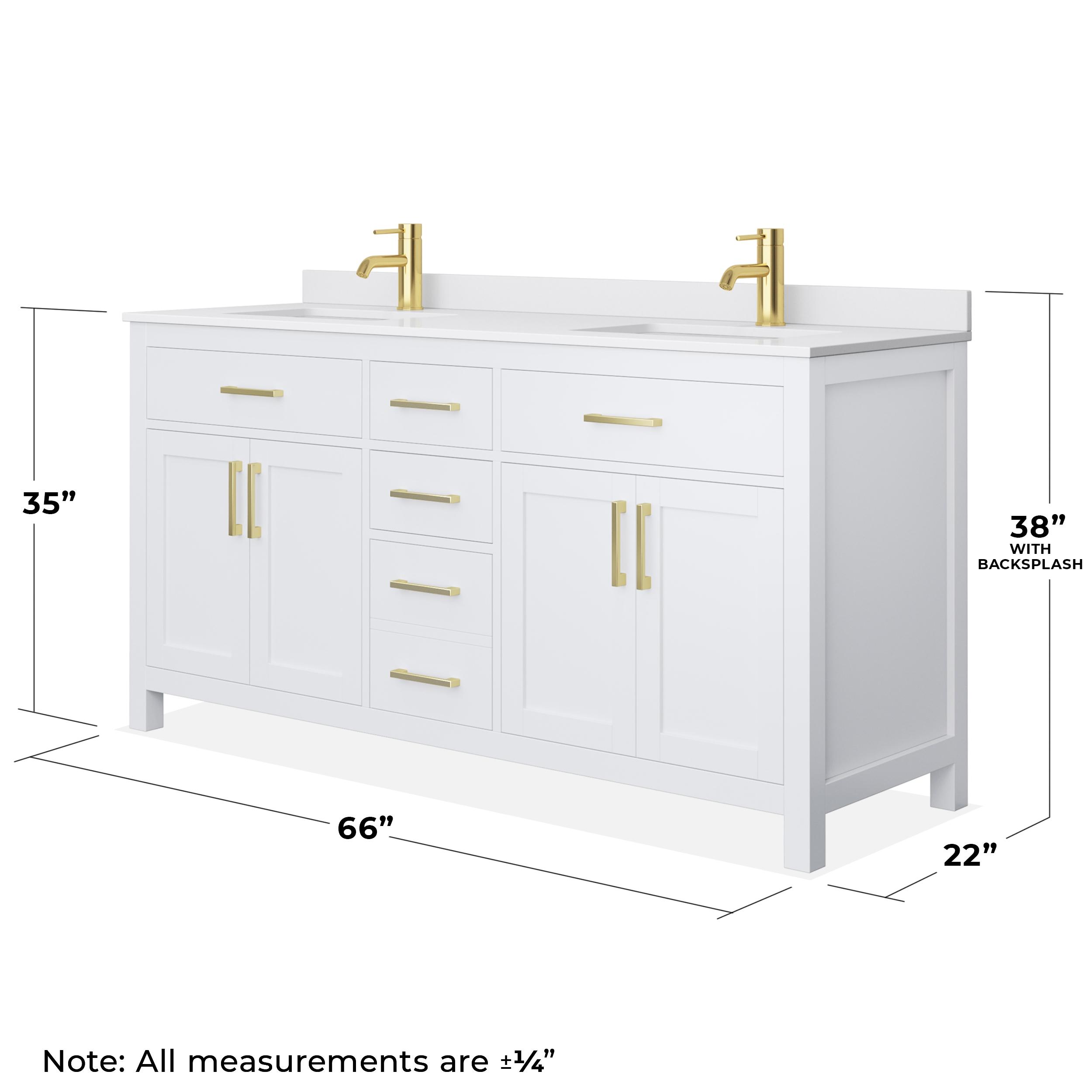Beckett 66" Freestanding Double Bathroom Vanity with Cultured Marble Top