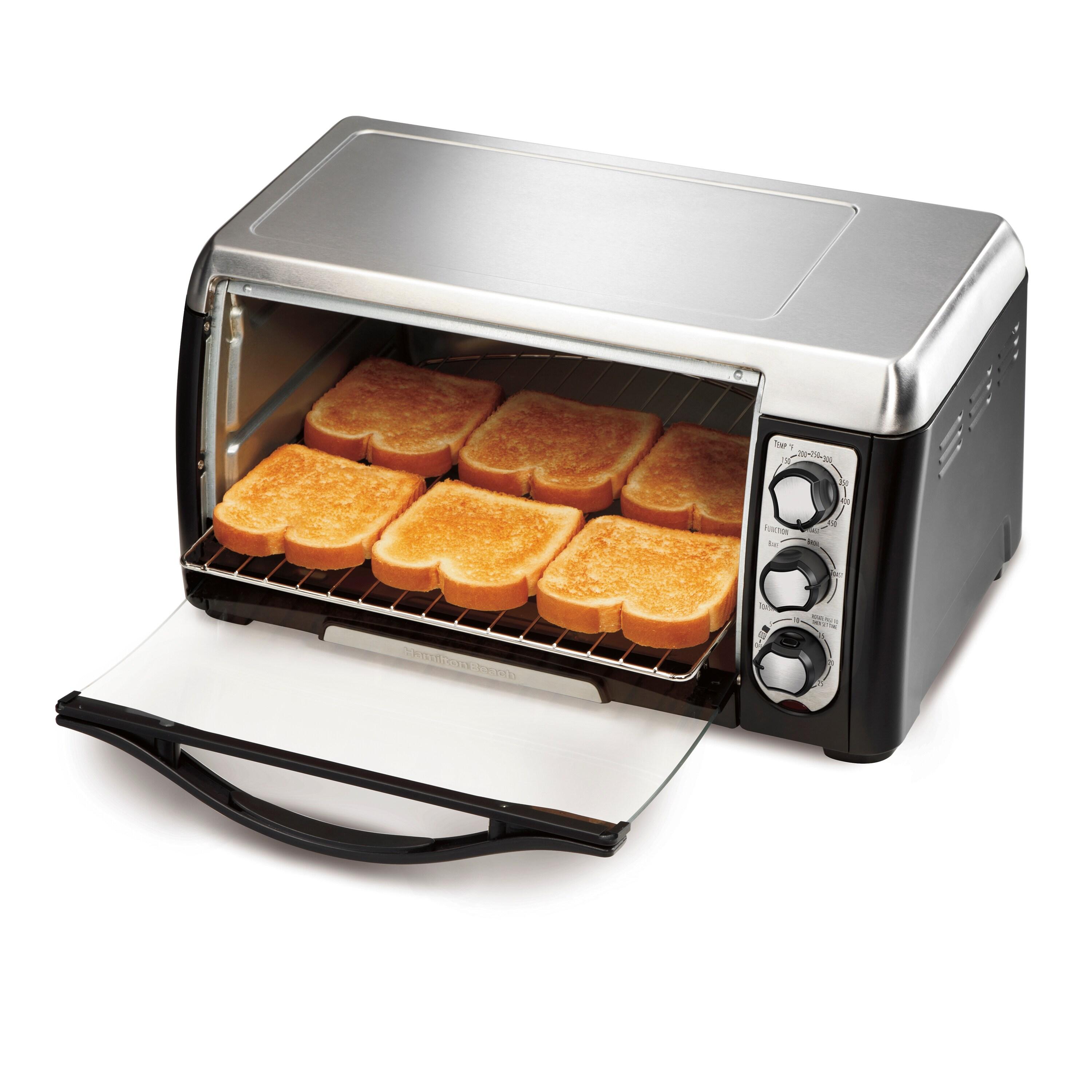 Hamilton Beach 6 Slice Capacity Toaster Oven 31330D: Countertop, 12" Pizza, 1400W, Black, Freestanding, Dishwasher-Safe Parts