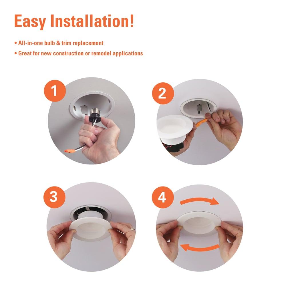 HALO LT 4 in. LED Recessed Light Retrofit with Baffle Trim, Selectable 5CCT, IC Rated, Dimmable, White, 6-Pack