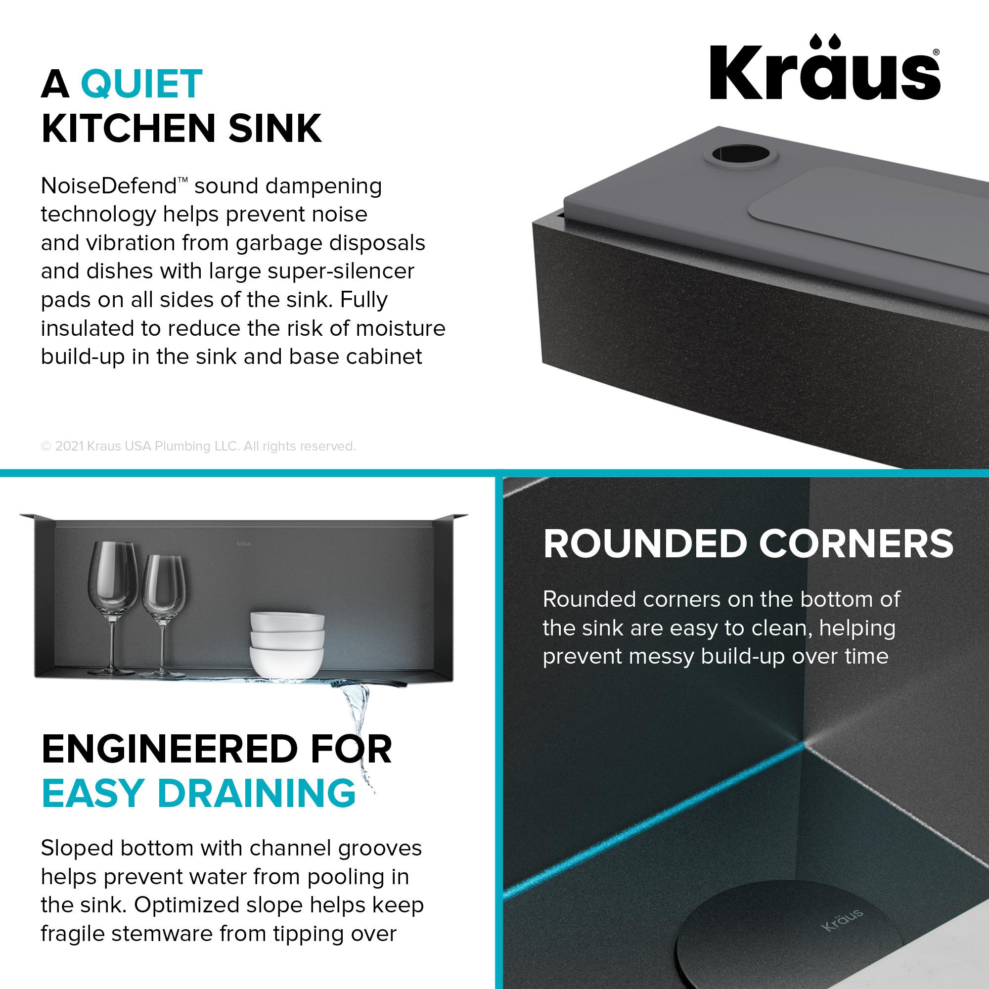 KRAUS Kore™ 27" L Farmhouse Apron Front Workstation 16 Gauge Black Stainless Steel Single Bowl Kitchen Sink