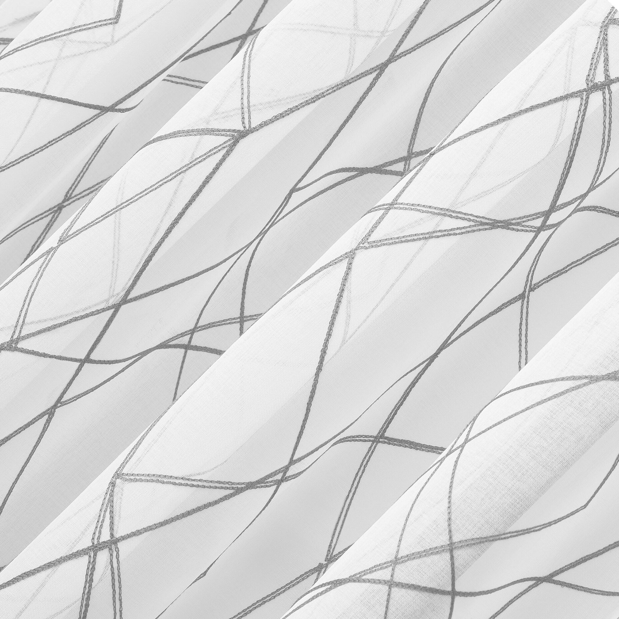 50"x96" No. 918 Light Filtering Abstract Geometric Embroidery Rod Pocket Curtain Panel Gray: Modern Indoor Decor