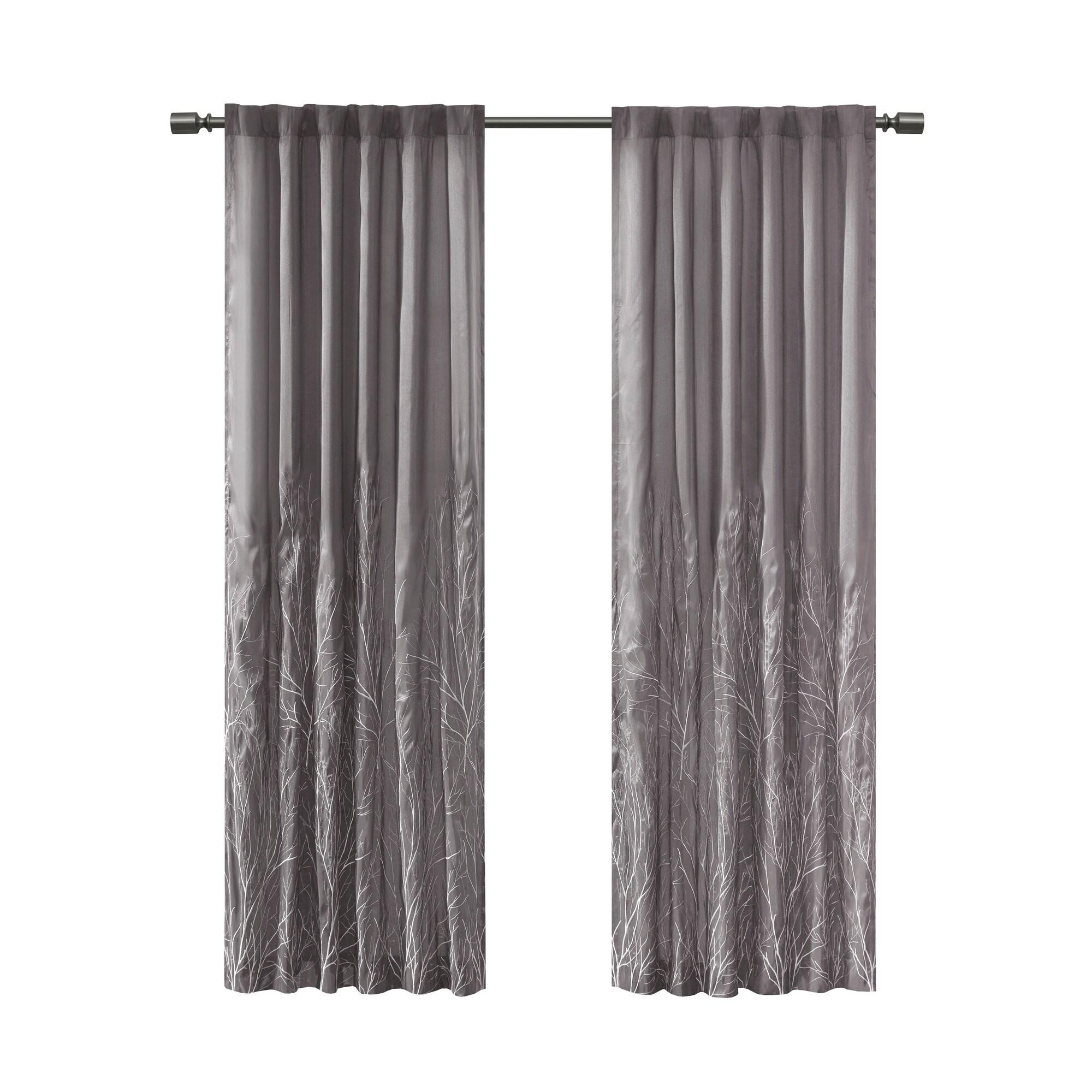 Andora Embroidered Branch Rod Pocket Single Curtain Panel