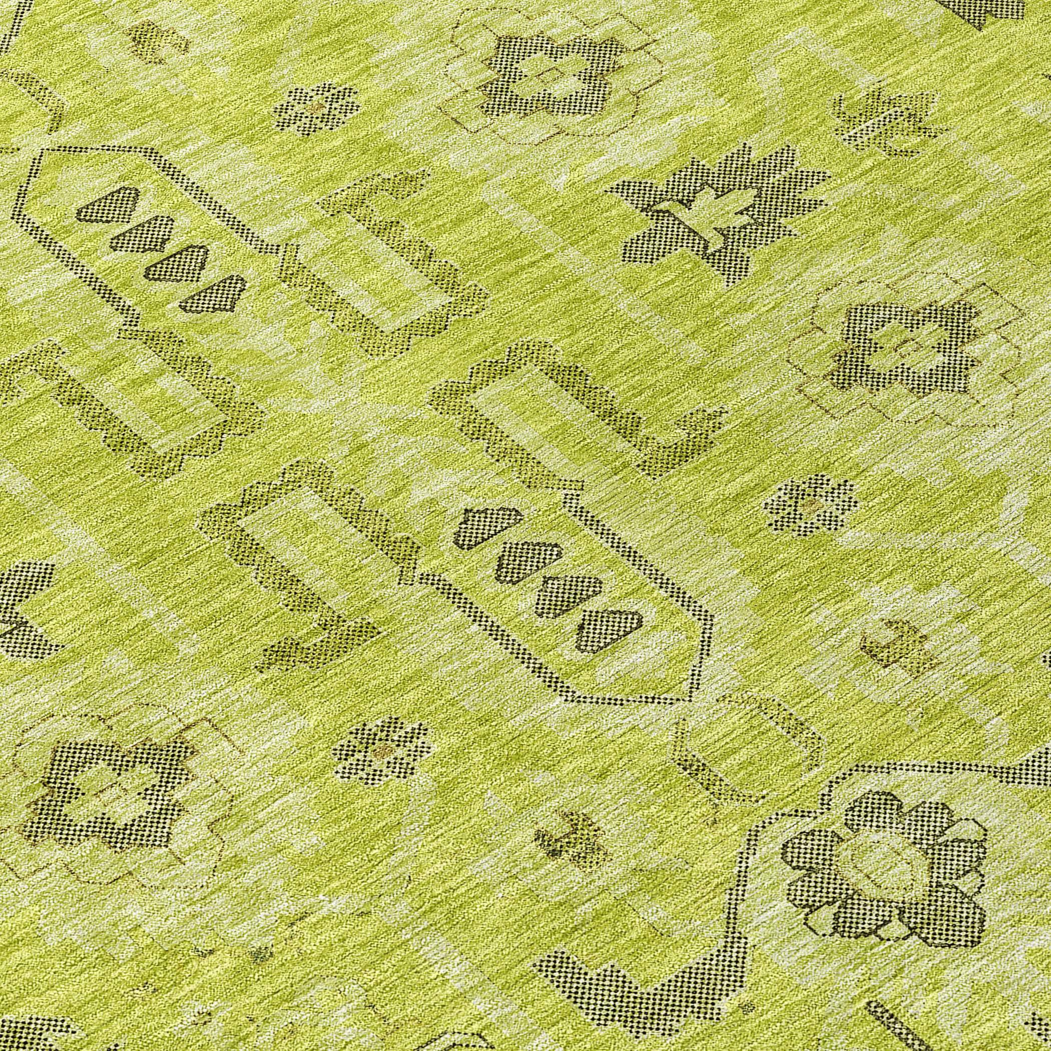 Aloe Green and Gray Geometric 10' x 14' Indoor/Outdoor Area Rug