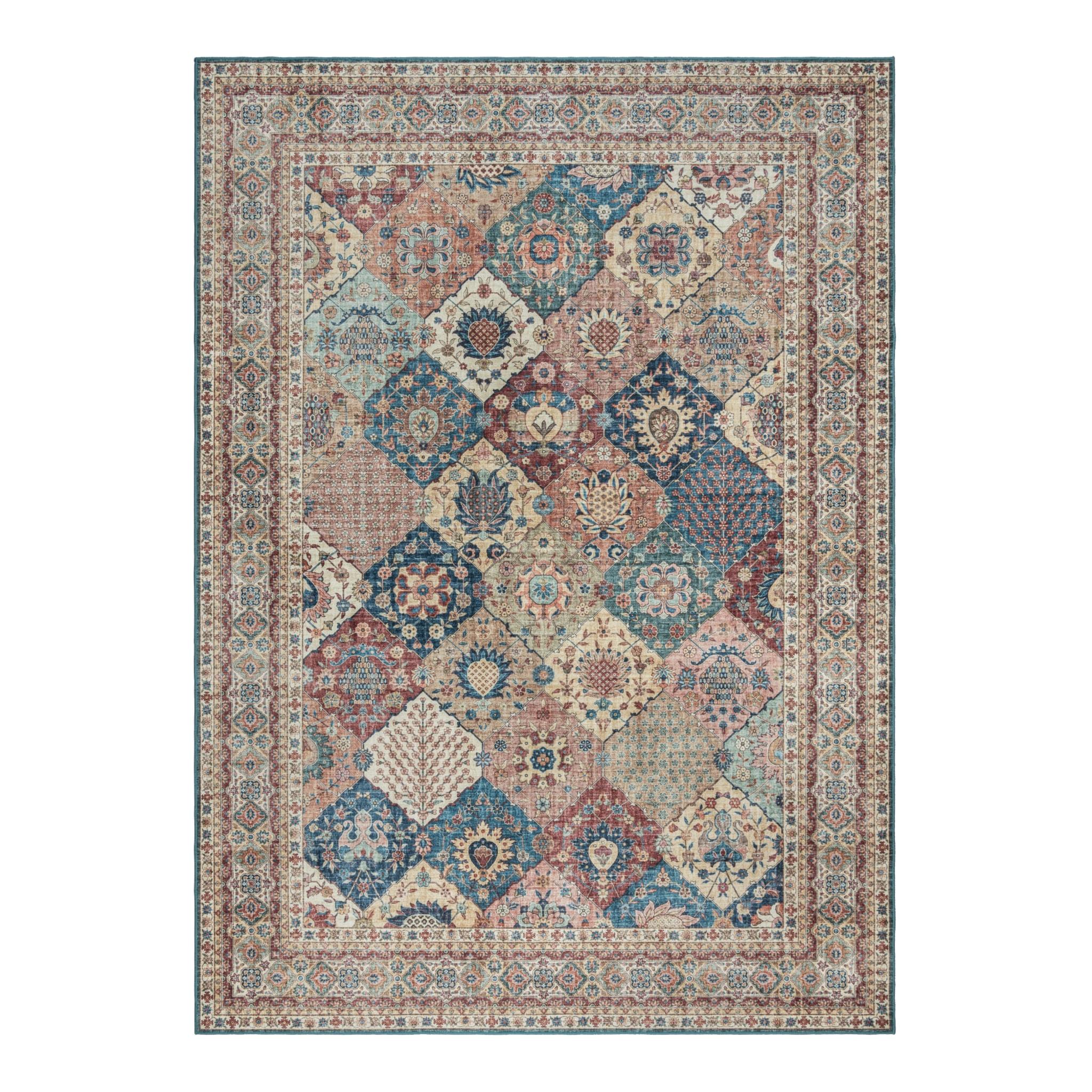 Gertmenian Crystal Print Cinzia Washable Digital Print Traditional Patchwork Border Area Rug