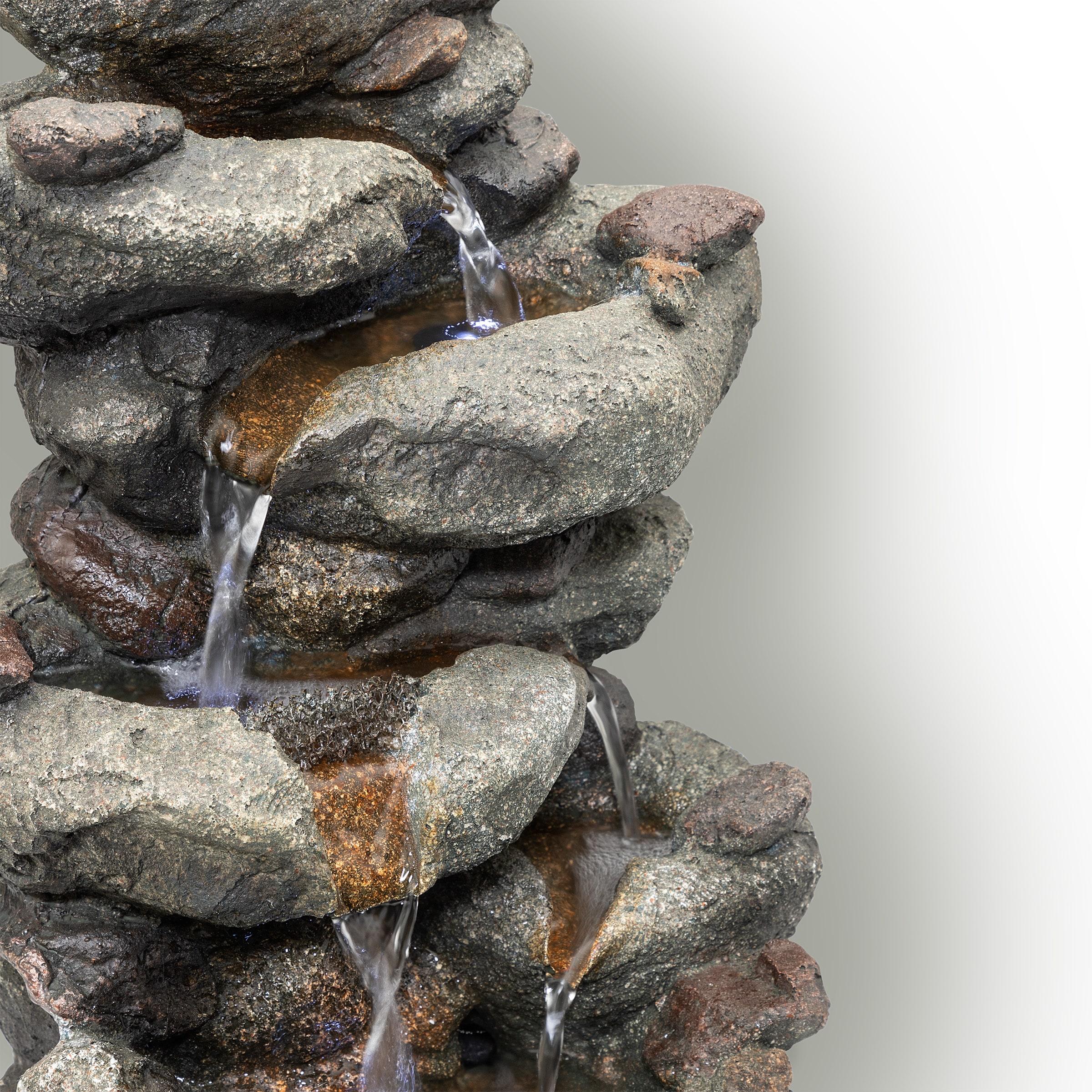 Rainforest Rock Resin Fountain With LED Light - Alpine Corporation