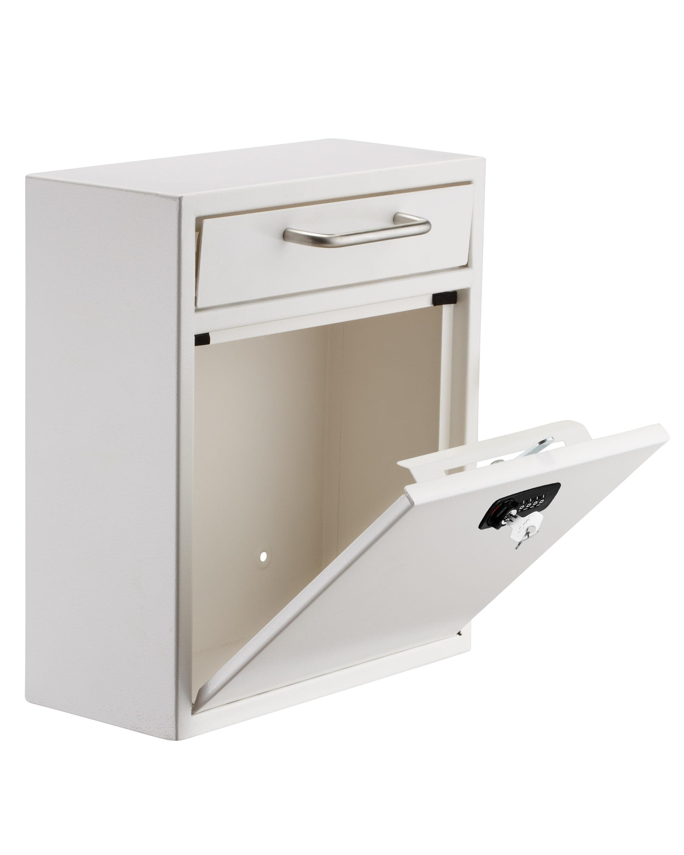 AdirOffice Wall-Mount Secure Drop Box Mailbox with Key and Combination Locking System