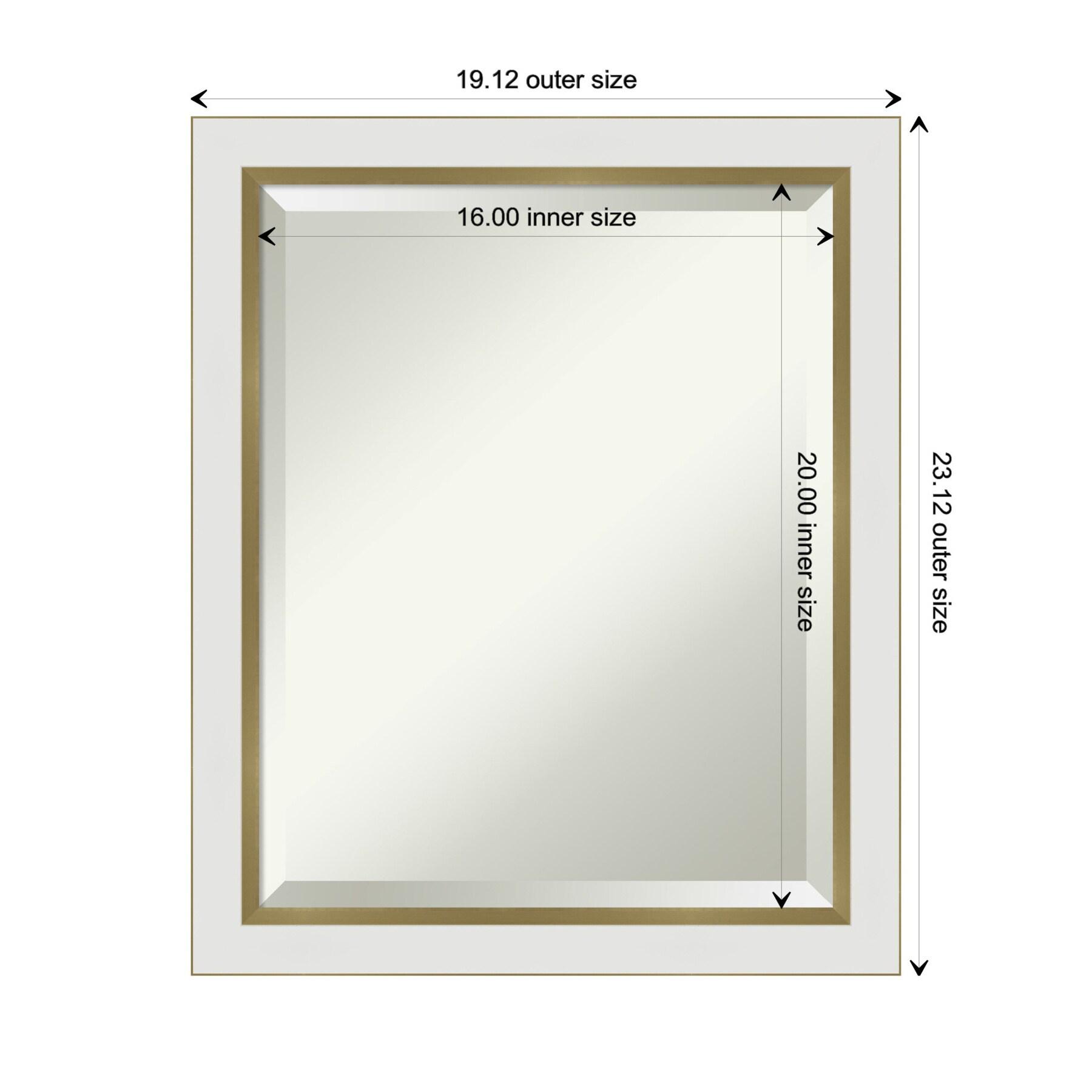 Amanti Art Eva White Gold Narrow Framed Wall Mirror - 19.12 x 23.12 in