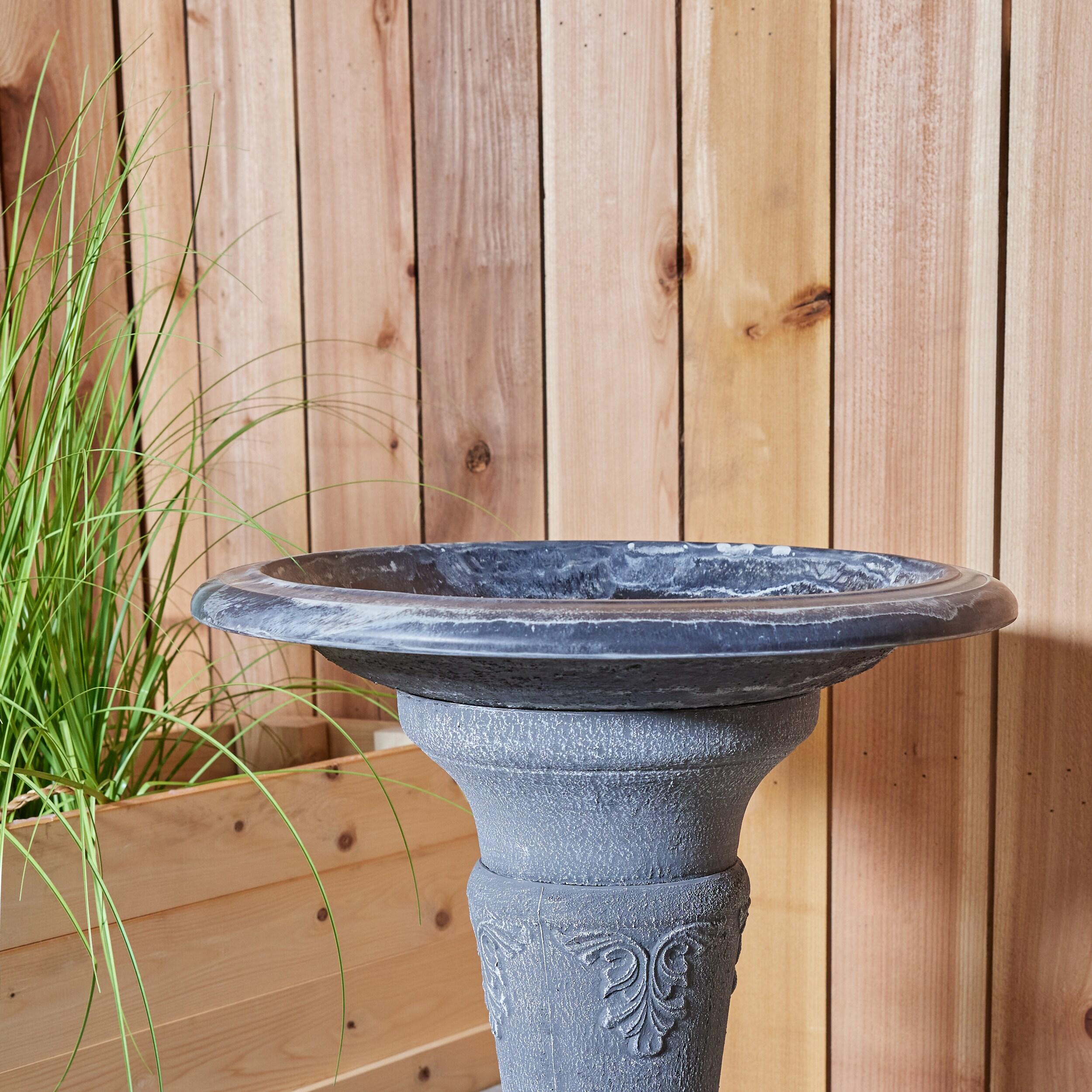 Florentine Marbleized Bird Bath - blue