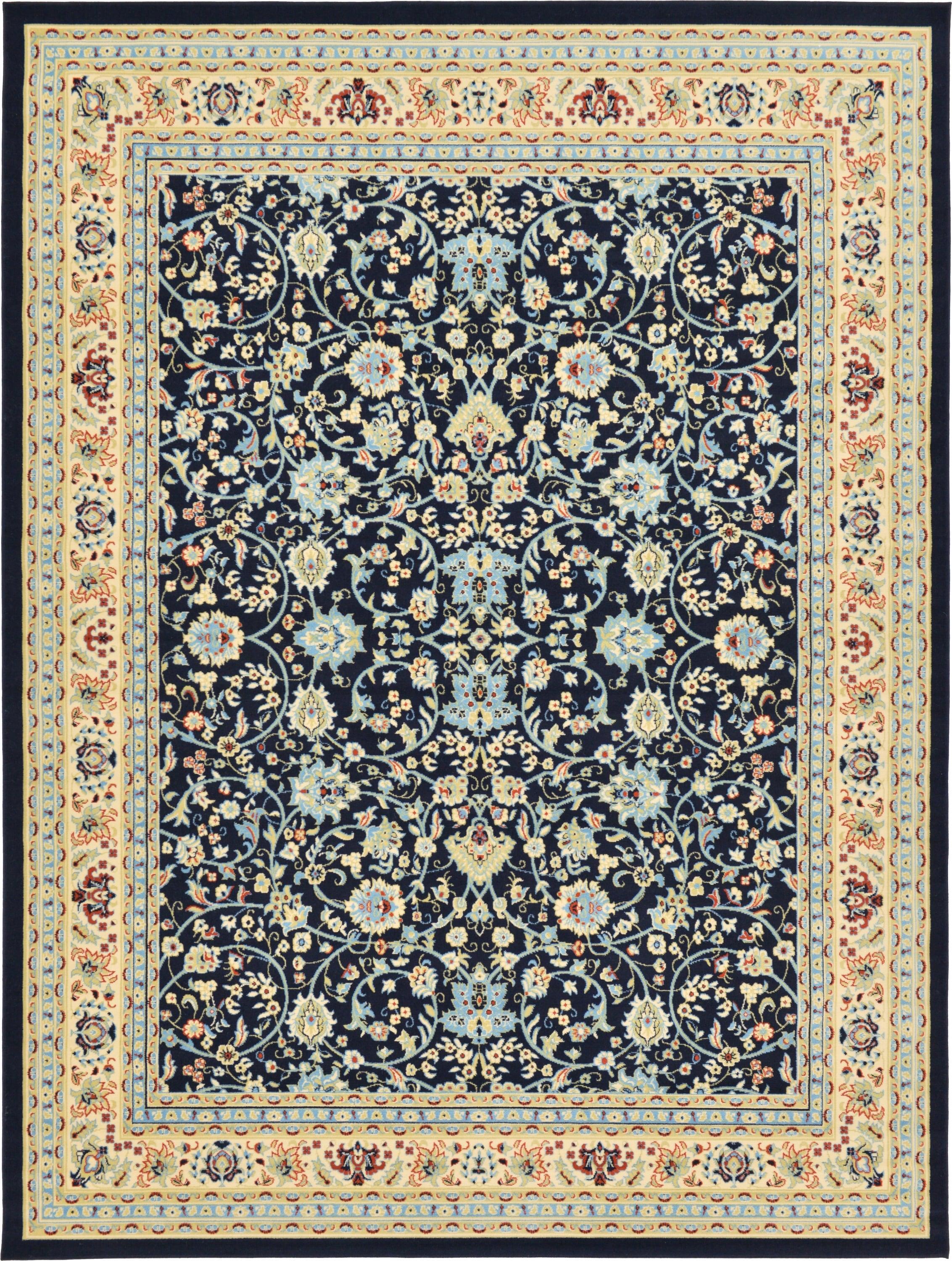 Rugs.com Yasmin Collection Rug – 10' x 13' Navy Blue Medium Rug Perfect For Living Rooms, Large Dining Rooms, Open Floorplans