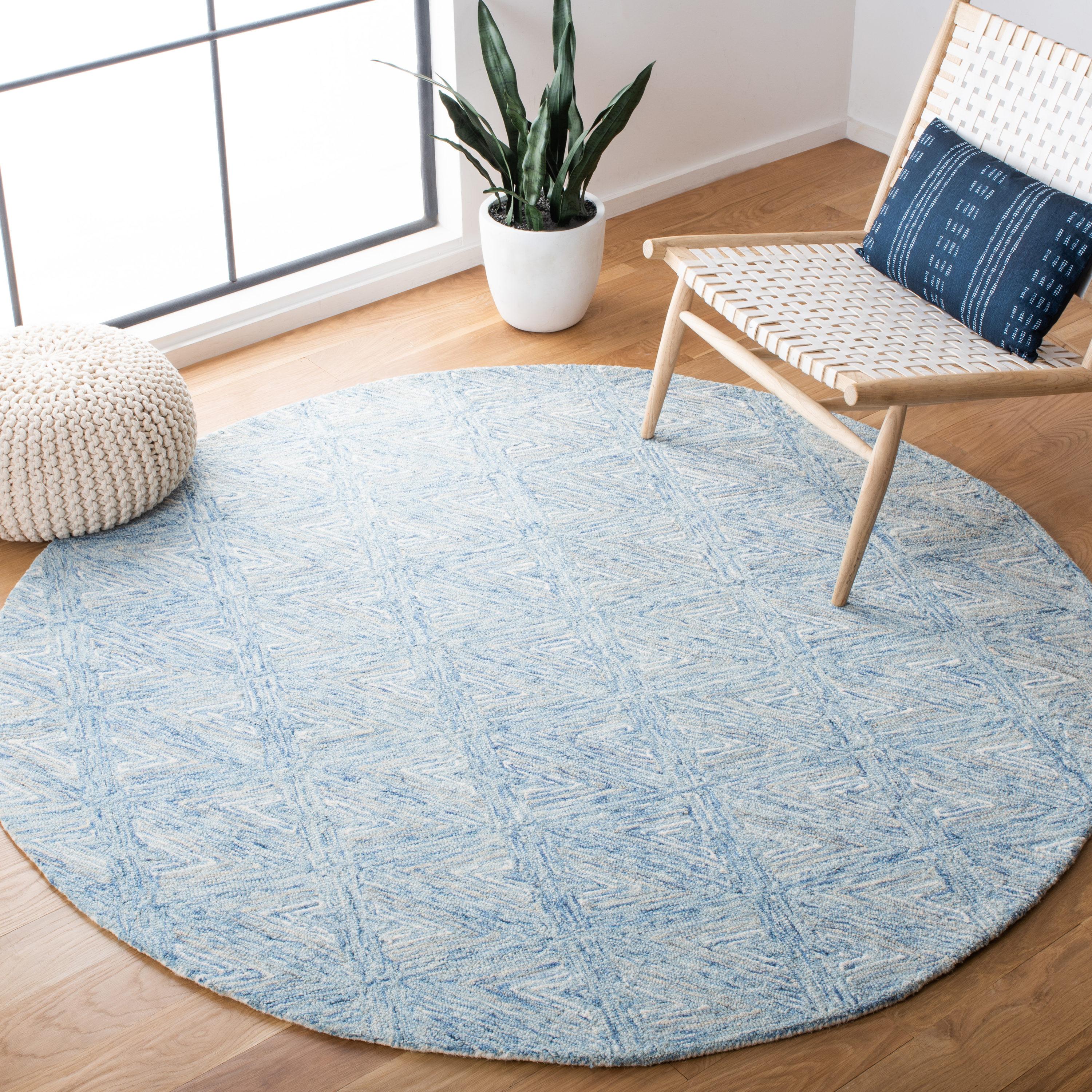 Abstract ABT653 Hand Tufted Area Rug - Blue/Beige - 6' Round - Safavieh.