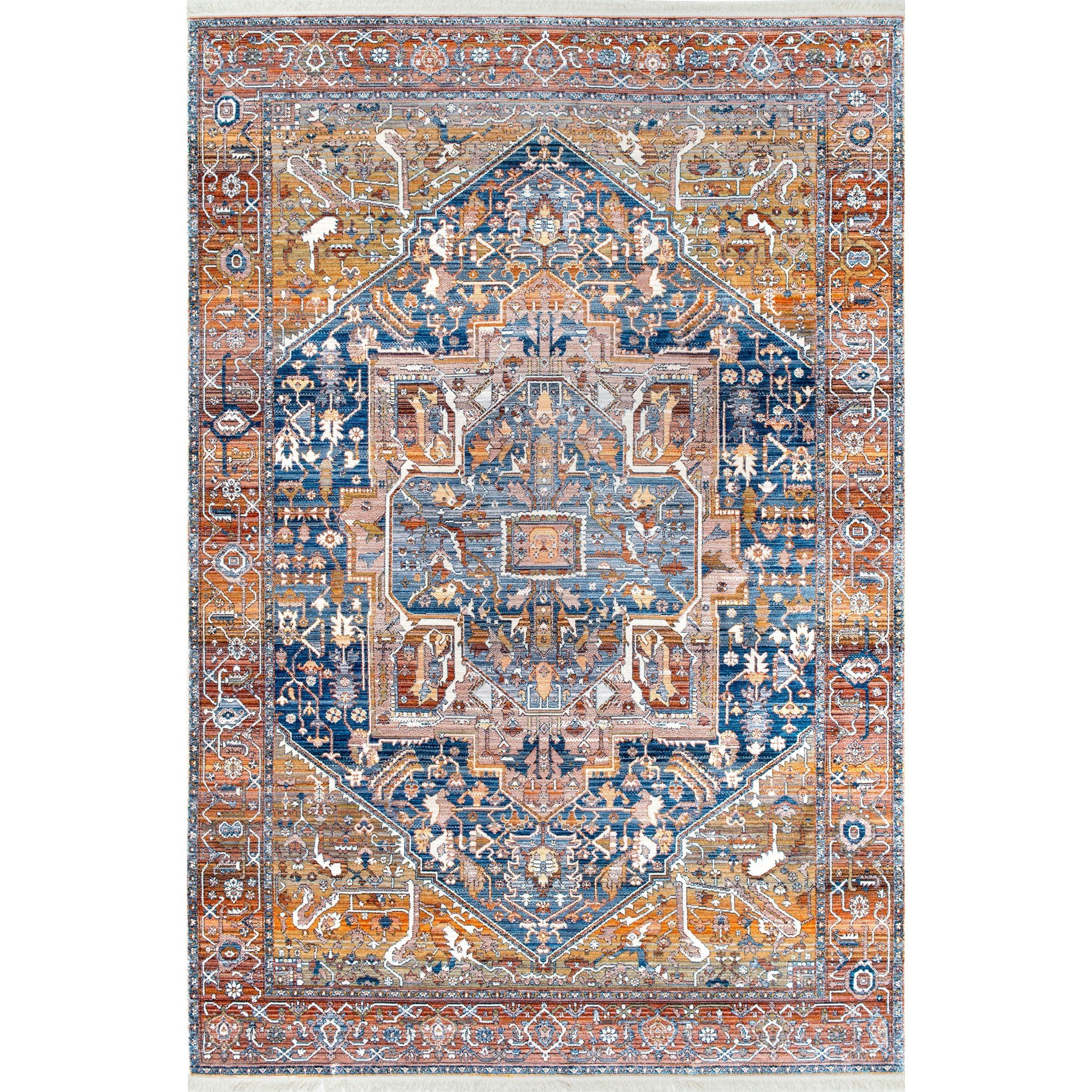 Nuloom Harriet Medallion 10 Square Indoor Area Rug for Living Room Bedroom Dining Room Kitchen, Rust/Multicolor