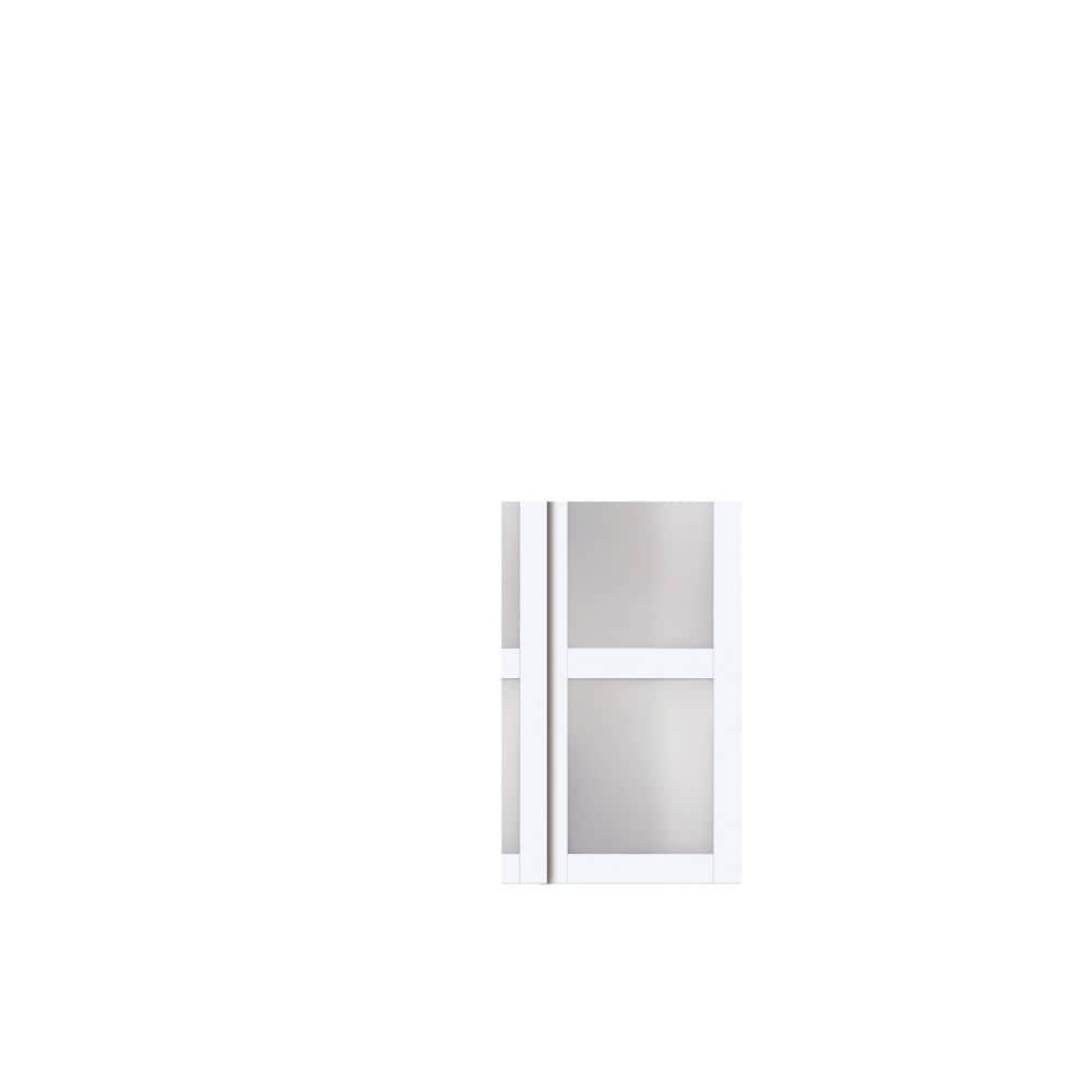 Renin 80'' Solid + Manufactured Wood Glass Low-Gloss Sliding Closet Doors
