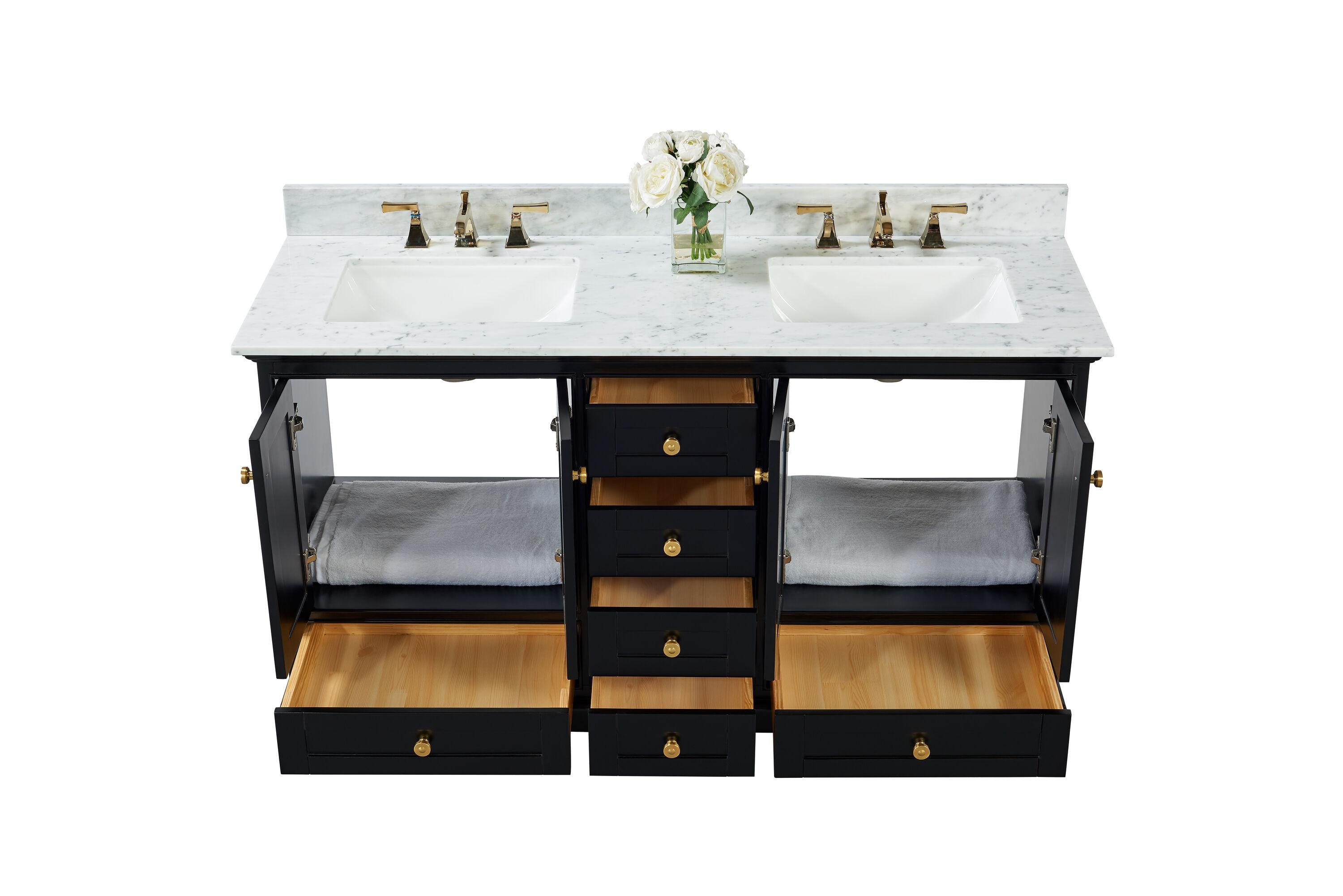 Varna 60'' Double Bathroom Vanity with Marble Top