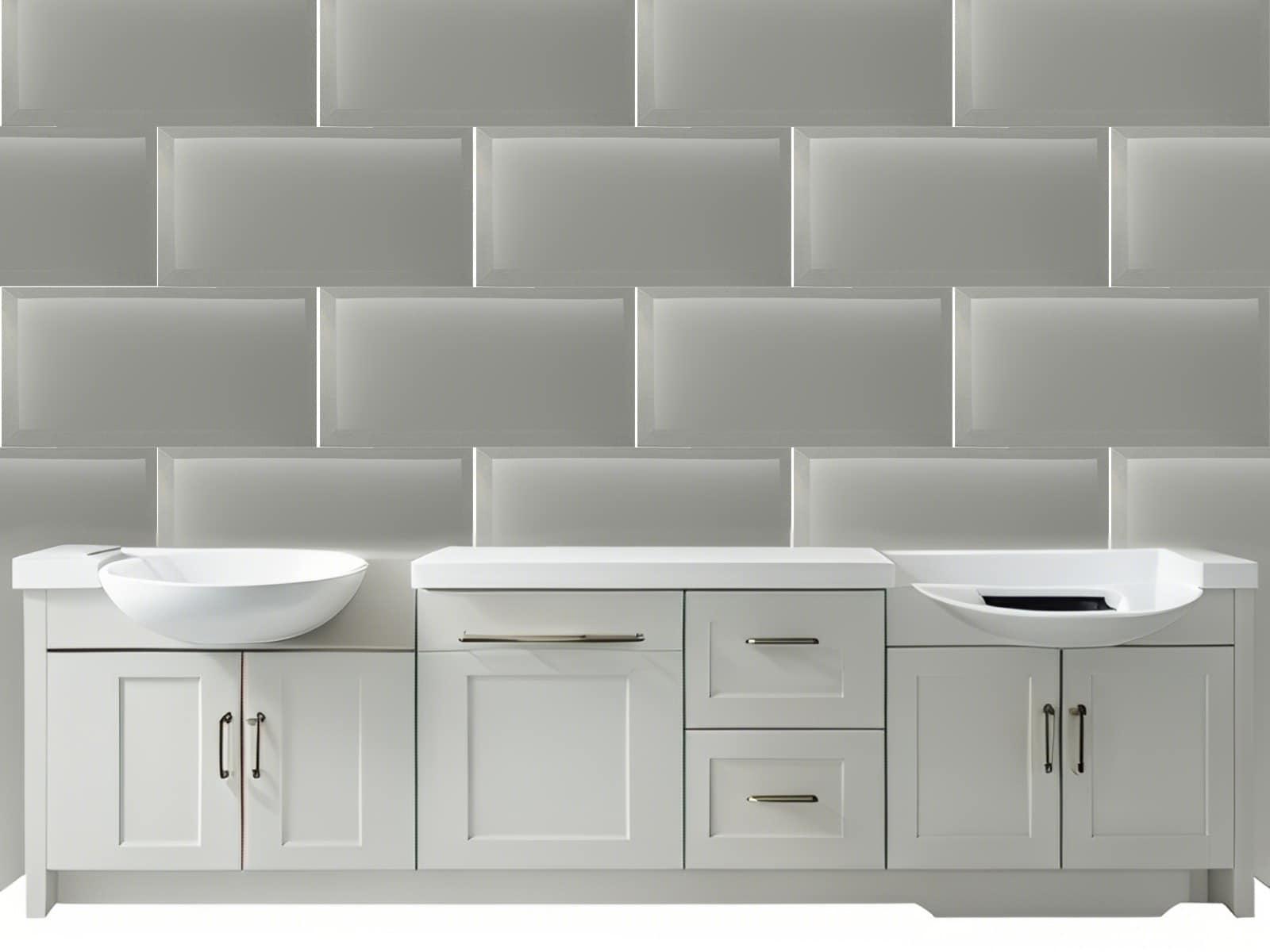 Abolos Frosted Elegance 8 in. x 16 in. Diamond Grade Glass Beveled Large Format Subway Decorative Kitchen & Bathroom Wall Tile