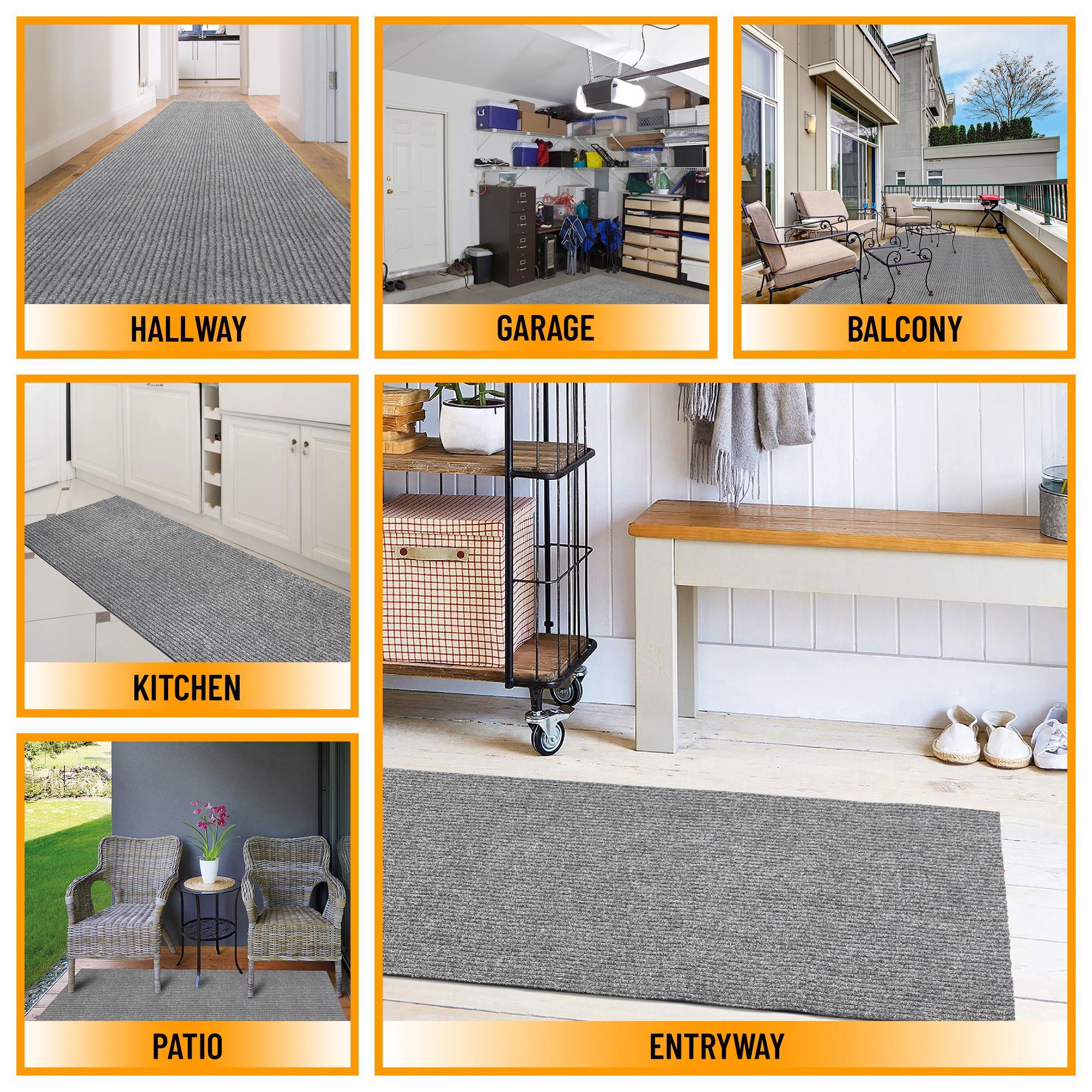 Custom Cut Non-Slip Rubberback Scrape Indoor/Outdoor Extra Long Runner Rugs for Hallway, Kitchen, Living Room, Garage, and Patio