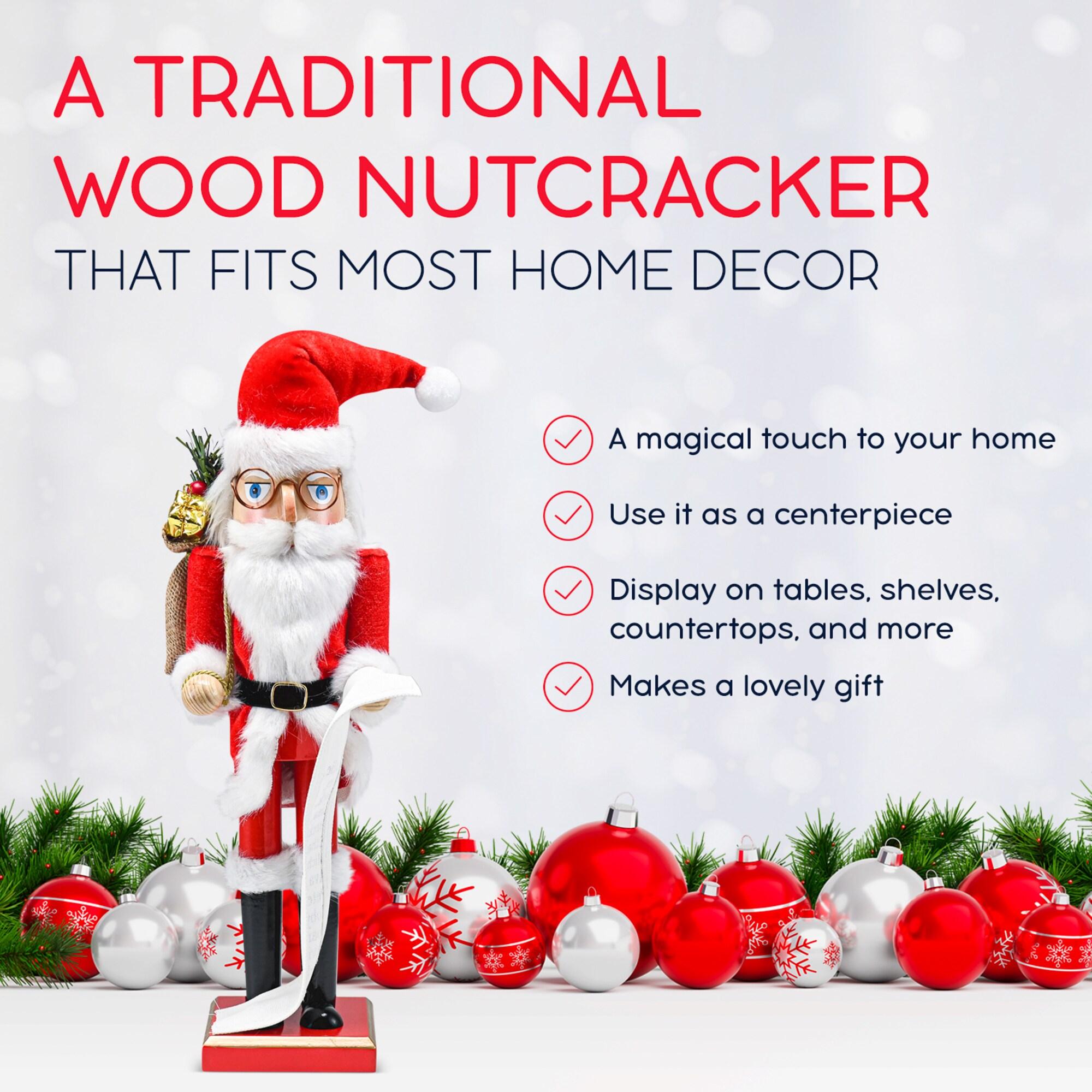 Ornativity Christmas Wooden Santa with Gifts Nutcracker - 15 in