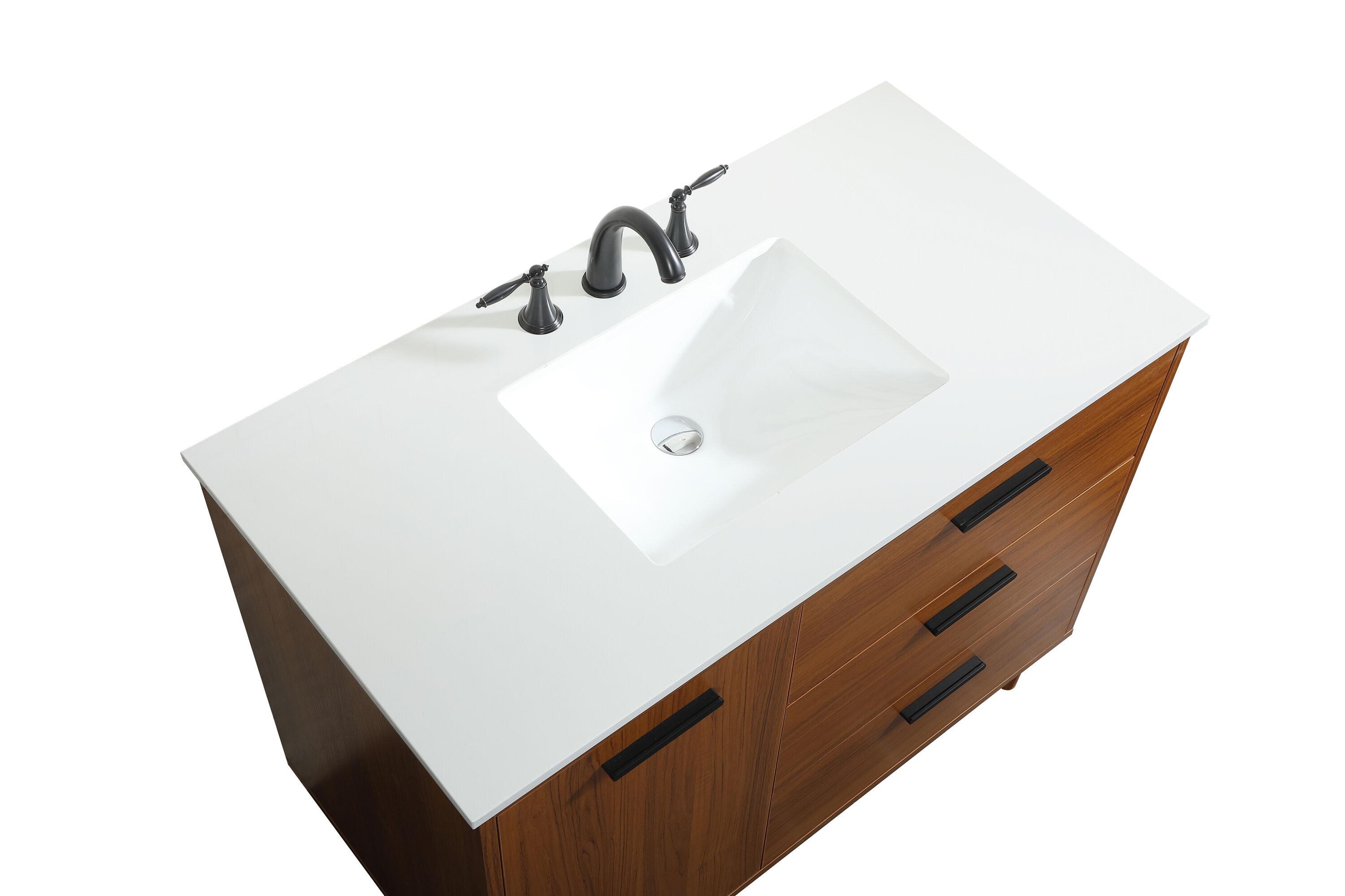 Burroughs 42'' Single Bathroom Vanity with Engineered Marble Top