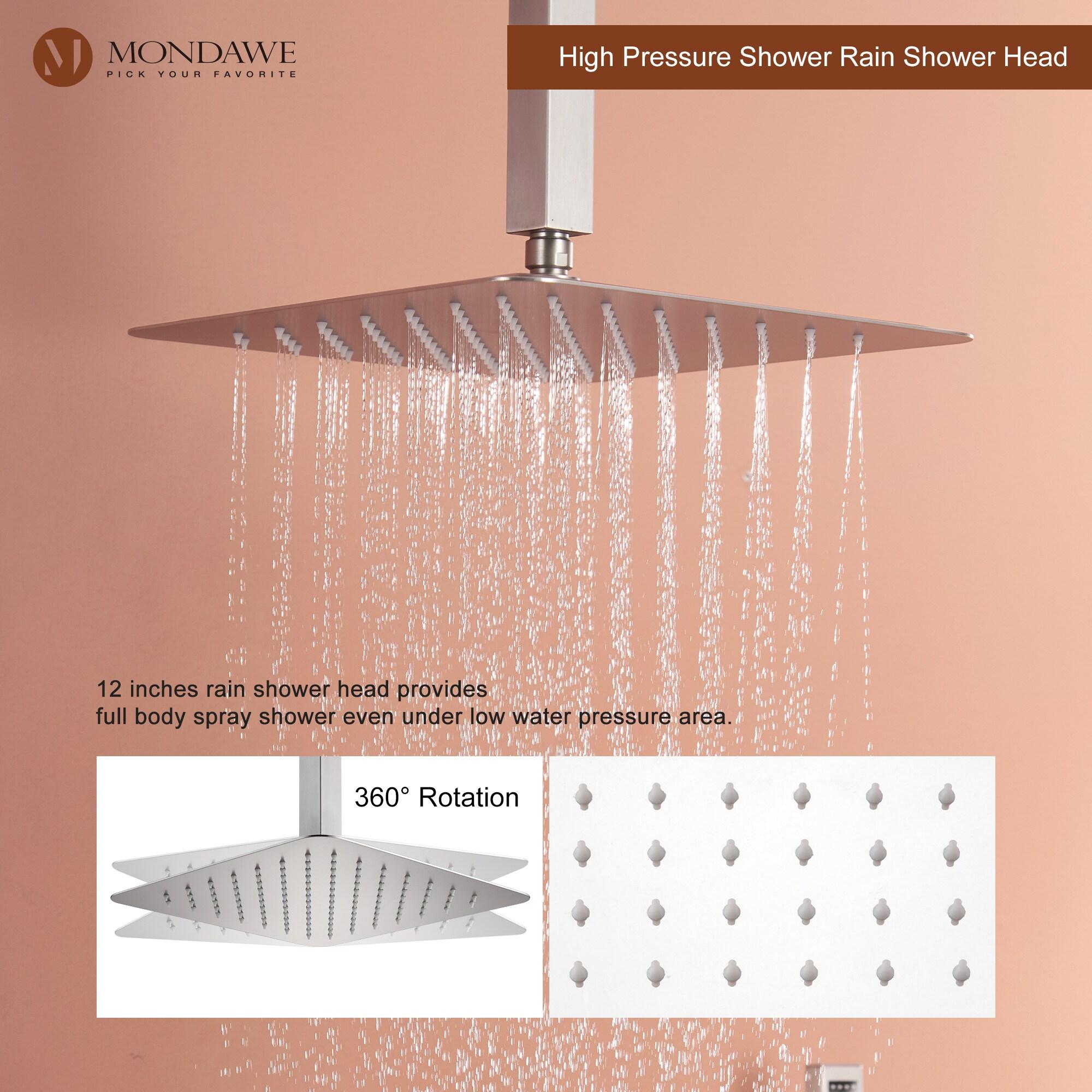 Herathena 3 Functions Ceiling Mounted Luxury Shower System with 6 Body Jets (Rough-in Valve Included)
