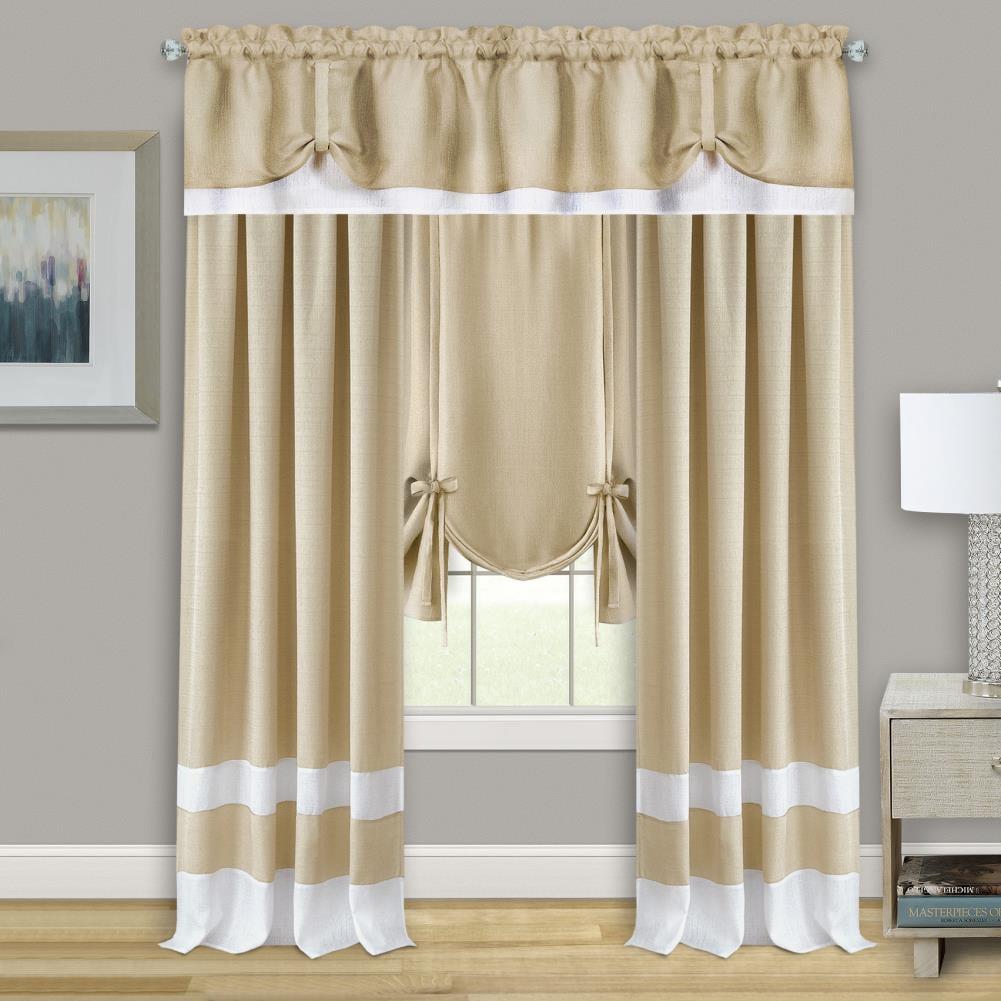 Kate Aurora 2 Pack Shabby Linen Farmhouse Sheer Flax Window Curtains - 52 in. W x 84 in. L, Taupe