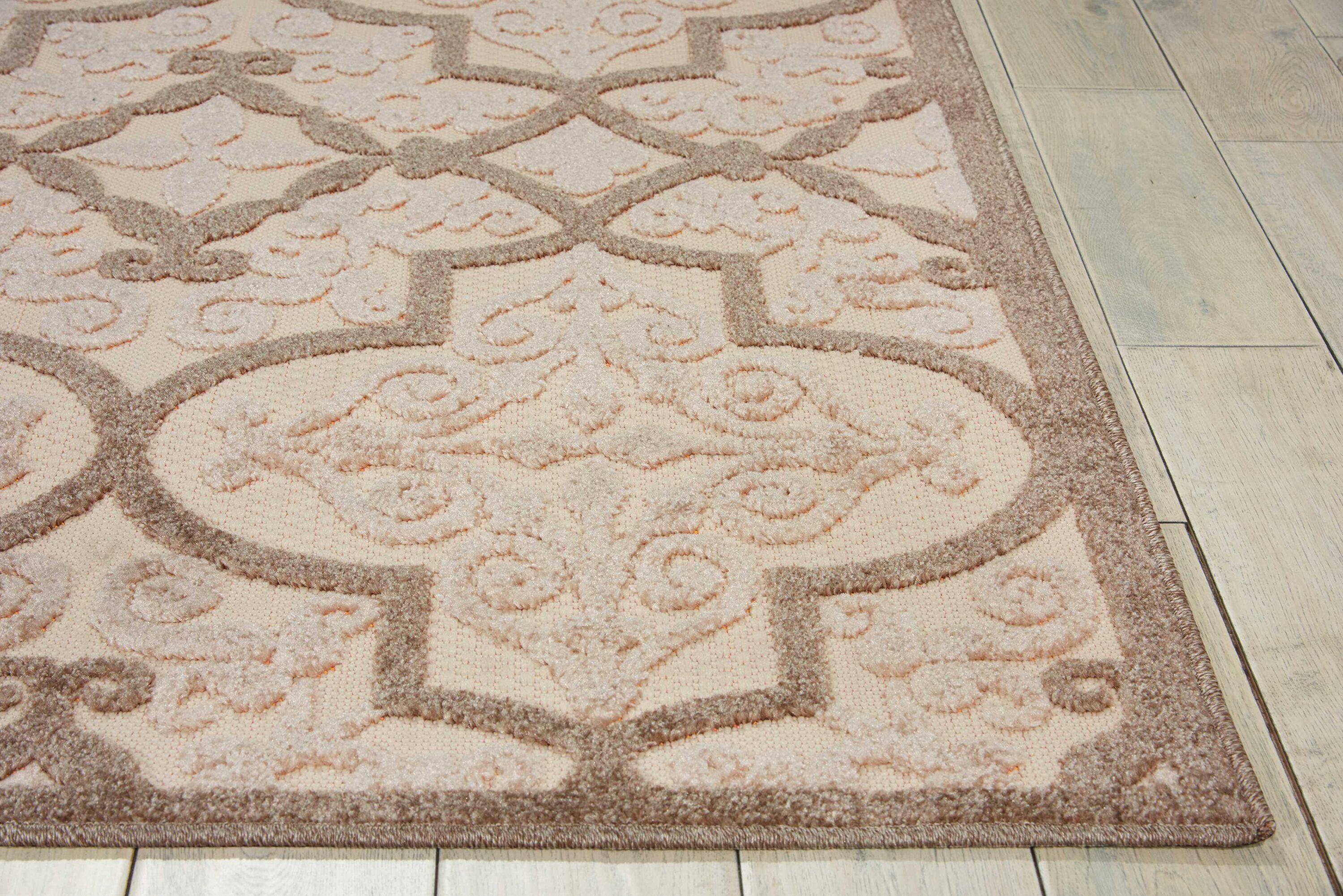 Nourison Aloha Moroccan Trellis Flatweave High-Low Indoor Outdoor Area Rug Cream 5'3" x 7'5"