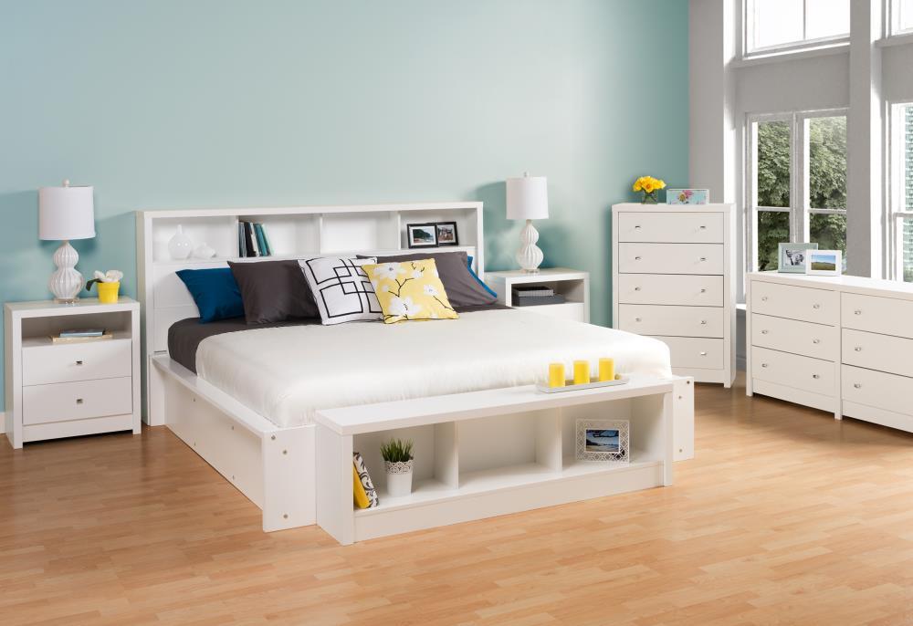 Calla Tall 2 Drawer Nightstand White - Prepac: Modern Style, Wood Composite, Includes Anti-Tip Hardware