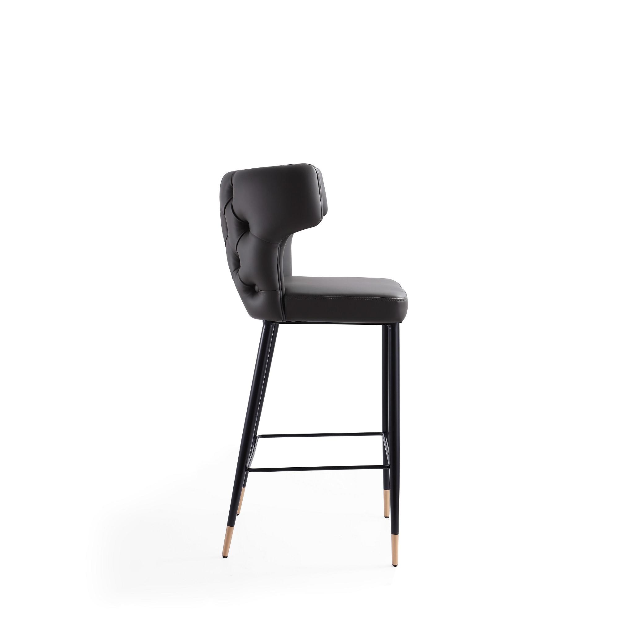 Holguin 41.34 in. Grey, Black and Gold Wooden Barstool