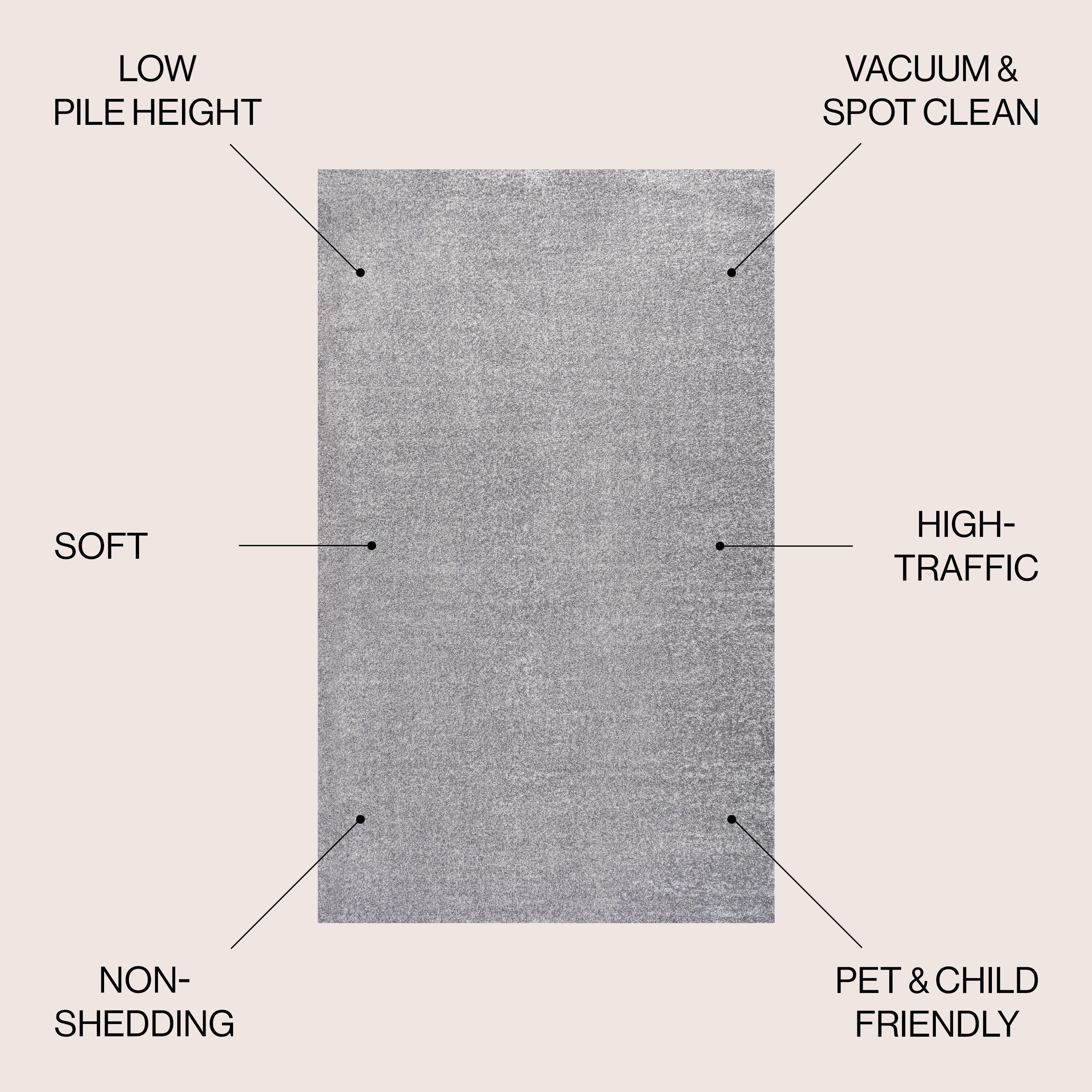 5'x5' Haze Solid Low-Pile, Gray - JONATHAN Y