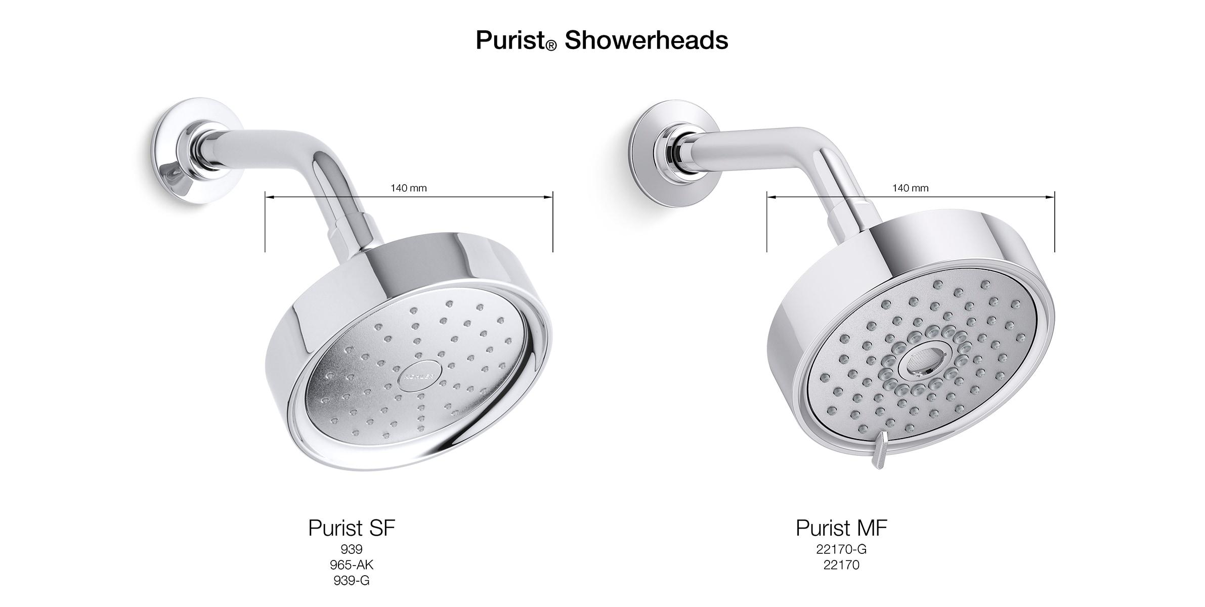 Kohler Purist 2.5 Gpm Multifunction Wall Mount Showerhead, Three Spray Settings, 5.5" High Pressure Spray Head