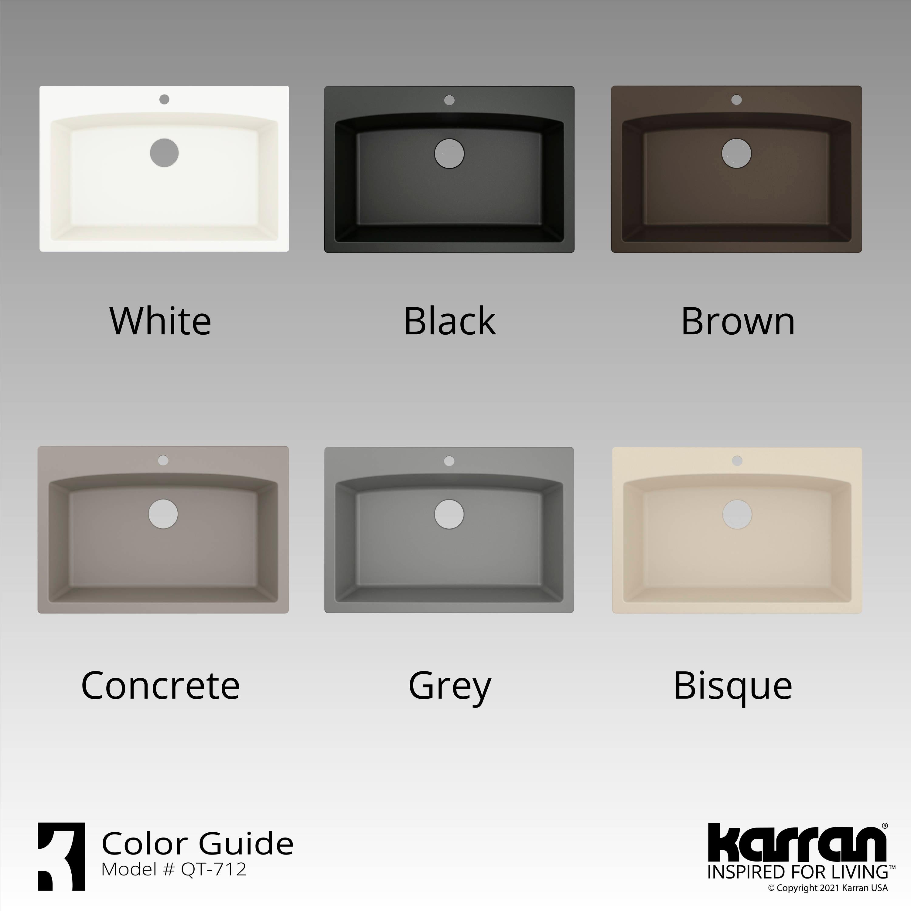 Karran Karran Drop-in Quartz Composite 33'' X 22'' 1-Hole Single Bowl Kitchen Sink QT-712-CN