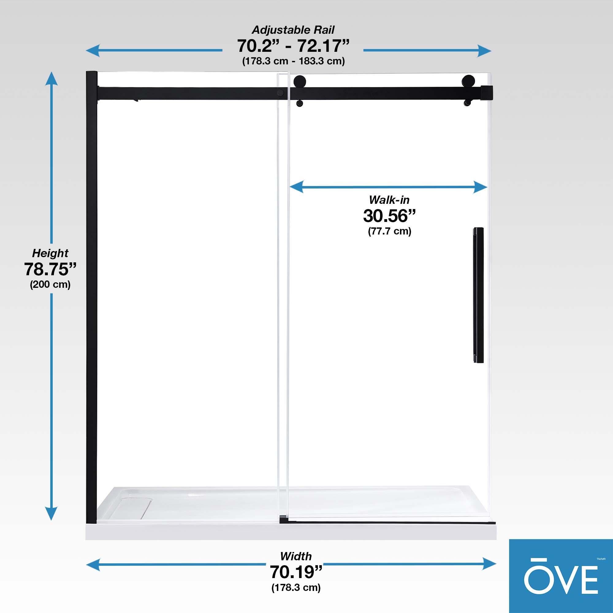 OVE Decors Bel Soft Close Black 72-in x 78.75-in Frameless Sliding Soft Close Shower Door