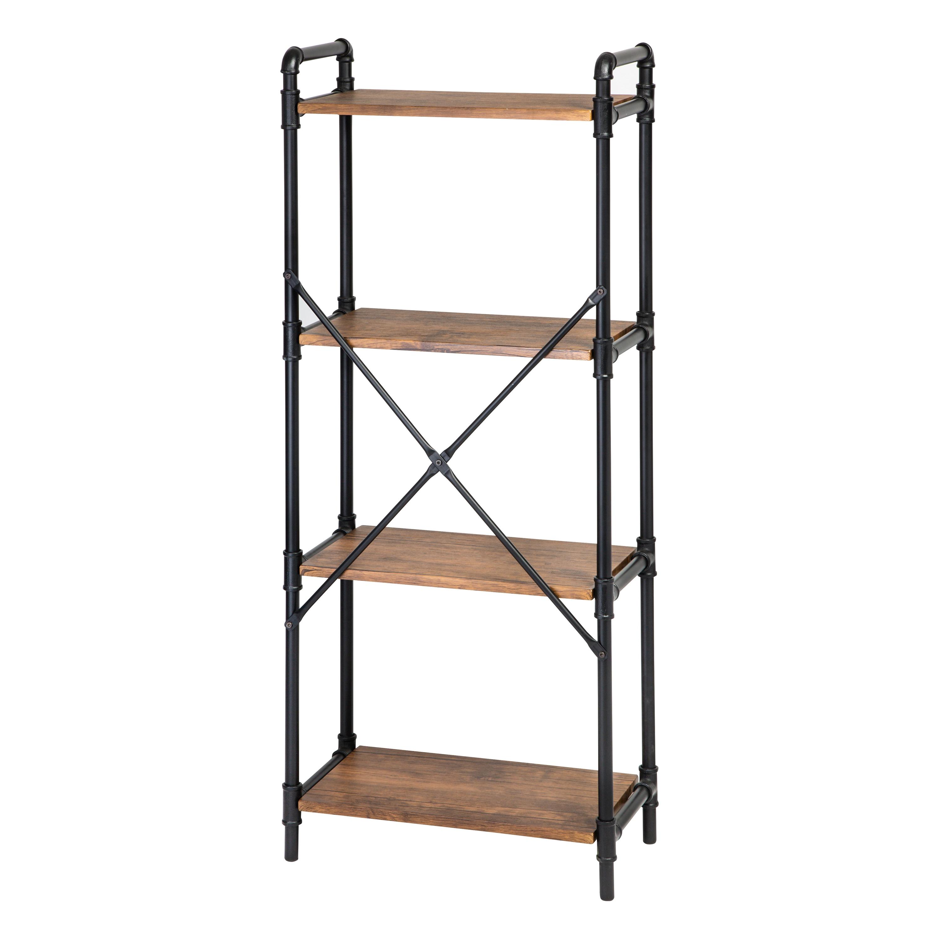 Honey-Can-Do 4-Tier Industrial Steel Bookcase, Rustic/Black