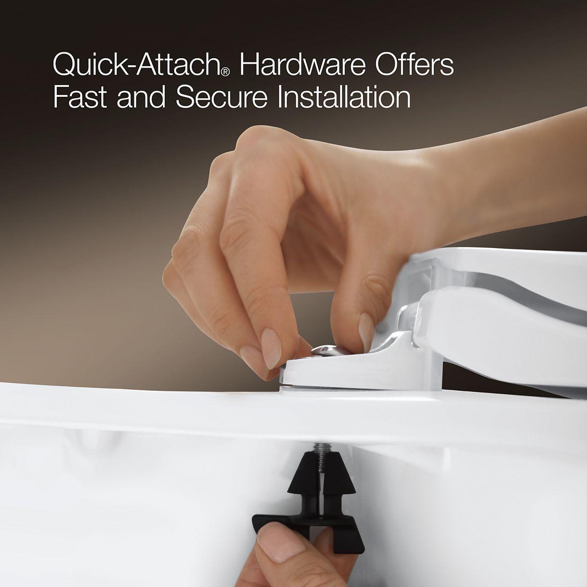 KOHLER 4636-RL-0 Cachet ReadyLatch Elongated Toilet Seat, Quiet-Close Lid and Seat, Countoured Seat, Grip-Tight Bumpers and Installation Hardware, White