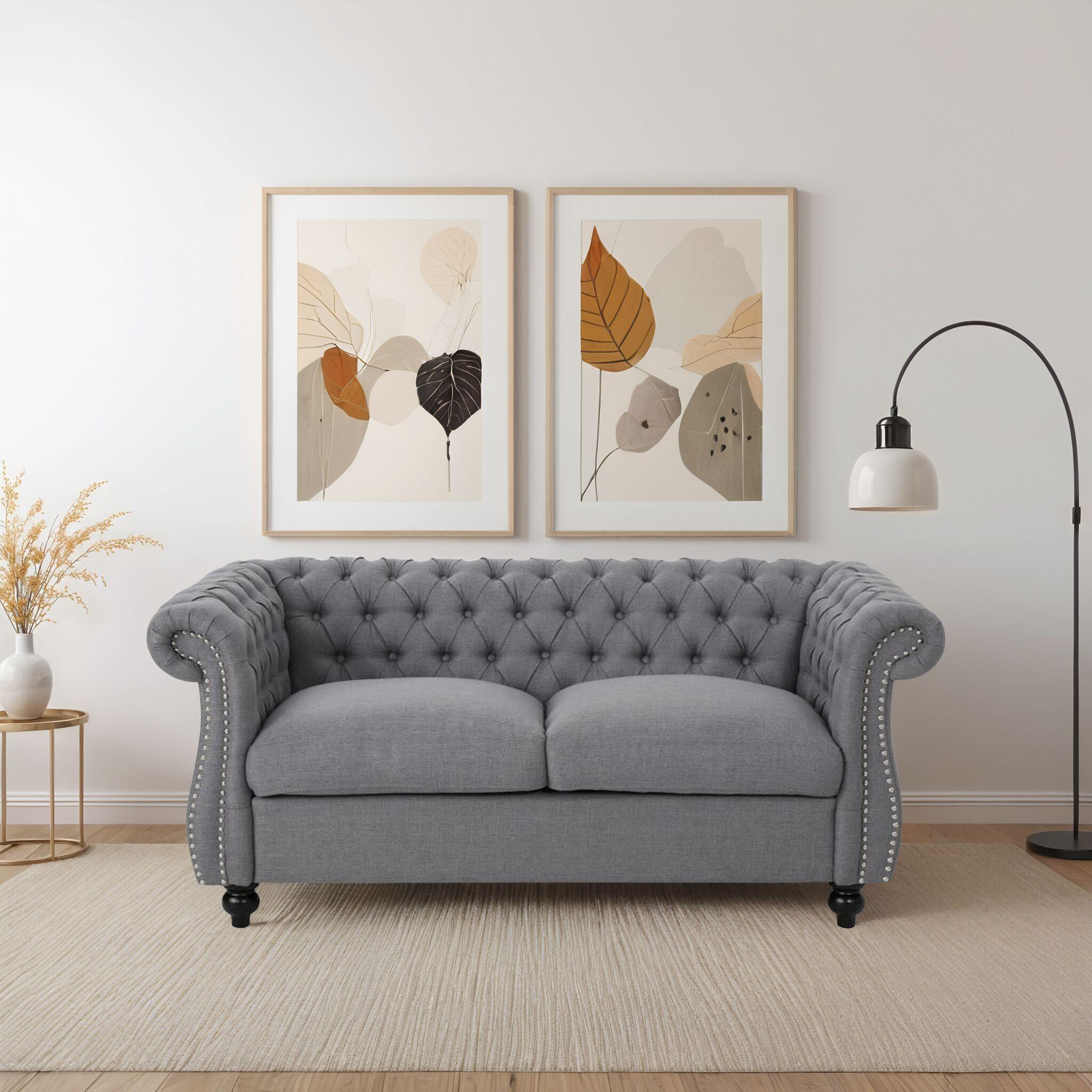 Somerville Traditional Chesterfield Loveseat Dark Gray - Christopher Knight Home