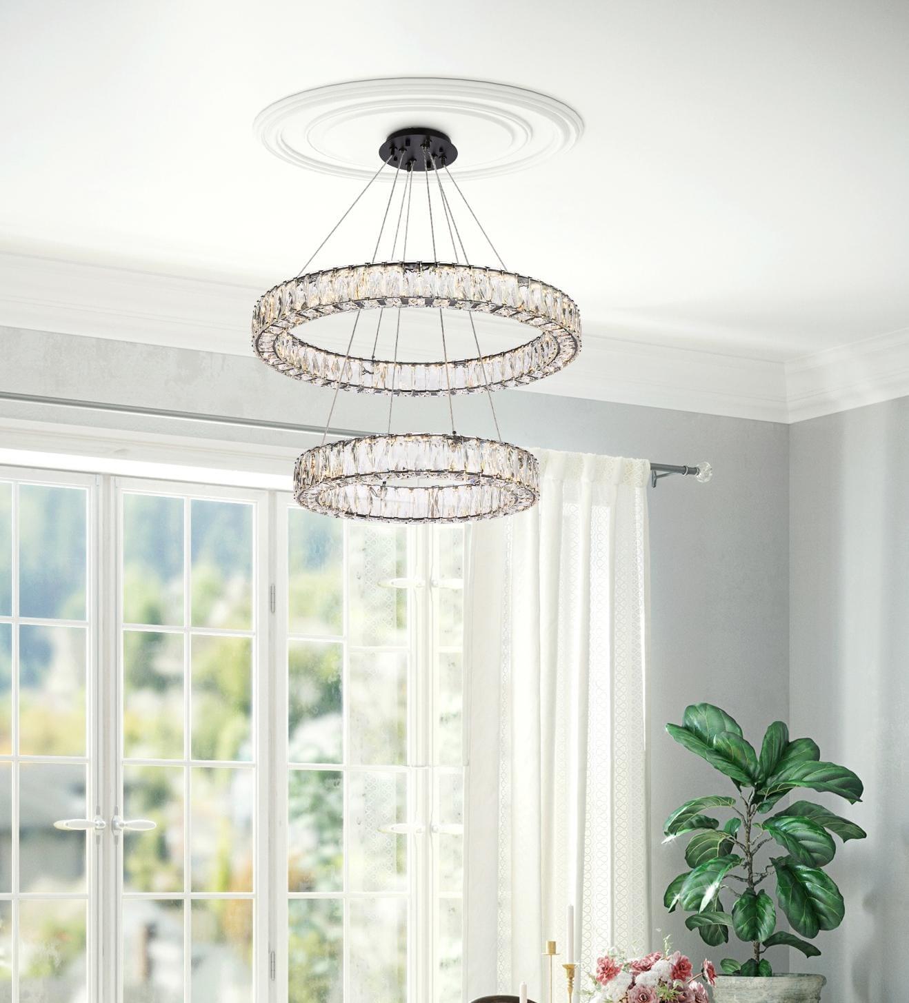 Elegant Lighting Monroe 2 - Light Chandelier in  Black