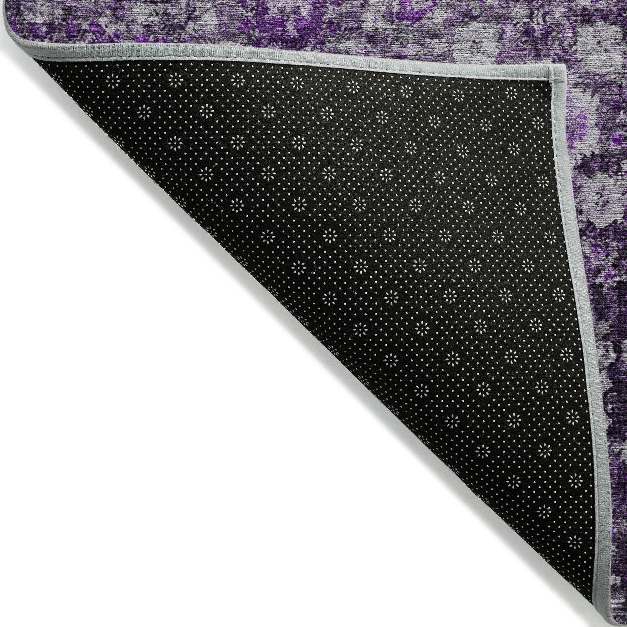 Purple Rectangular Machine-Washable Synthetic Area Rug