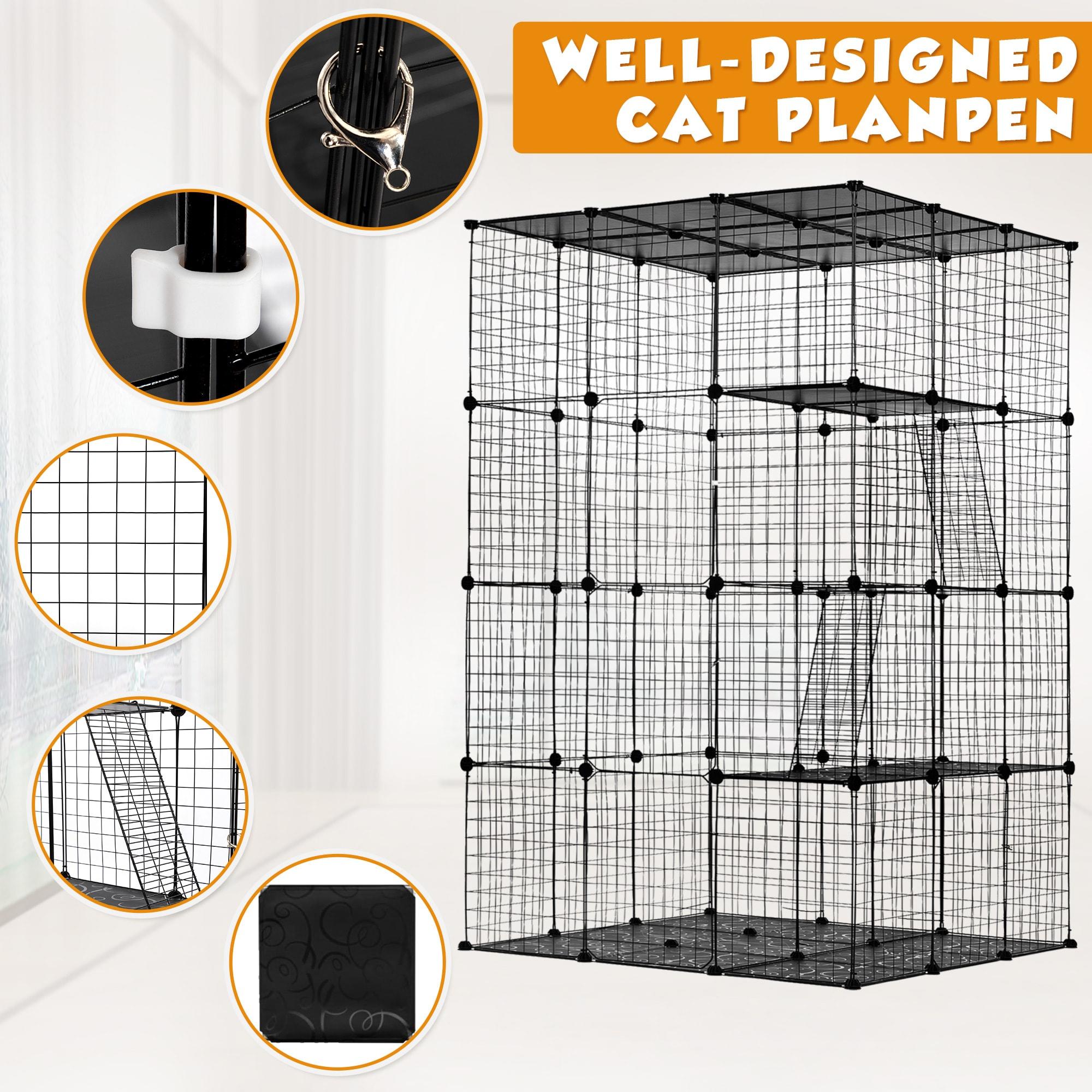 Coziwow Extra Large DIY Cat Cage Playpen, Metal Wire Kennels, Pet Cage for Rabbit Small Animal Indoor, Black
