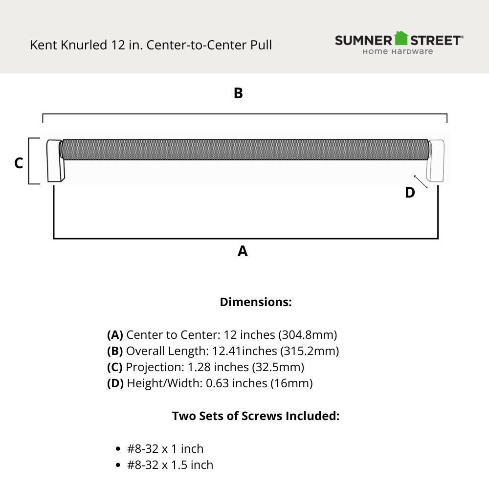 Kent Knurled 12" Center to Center Bar Pull