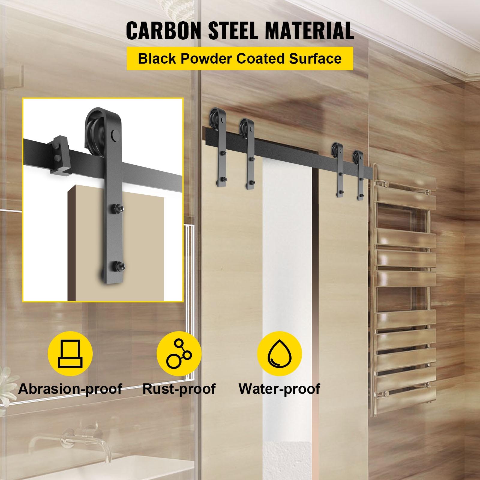 VEVOR Black Steel Single Door Barn Door Hardware Kit Standard Single